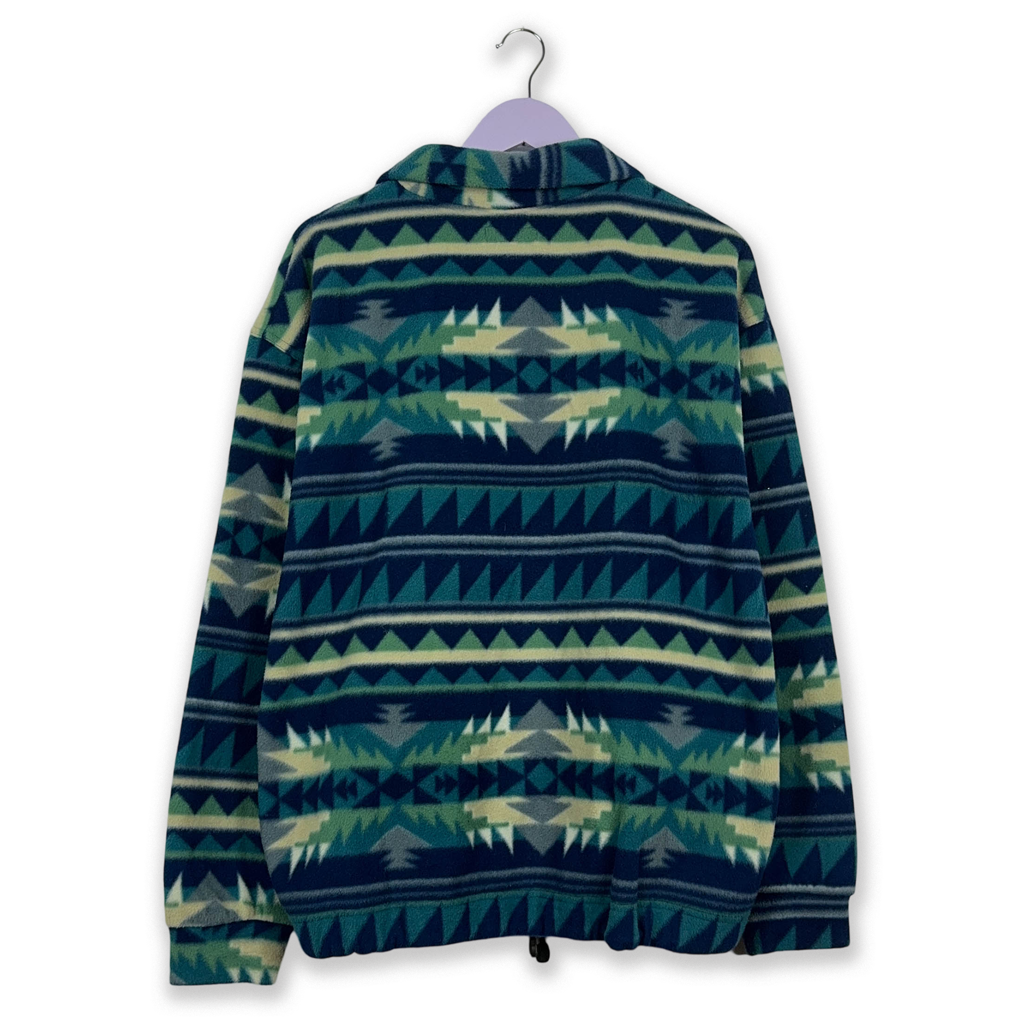 Vintage Blue and White Patterned Fleece - Size XL Men