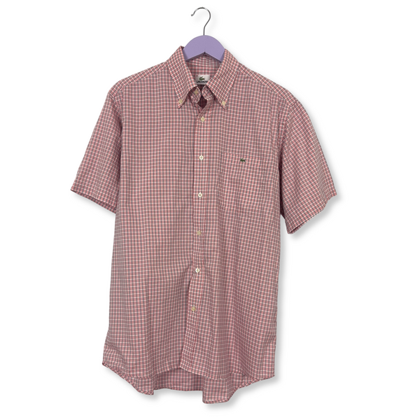 Camicia Lacoste a quadri rosa e bianca - Taglia 42 uomo