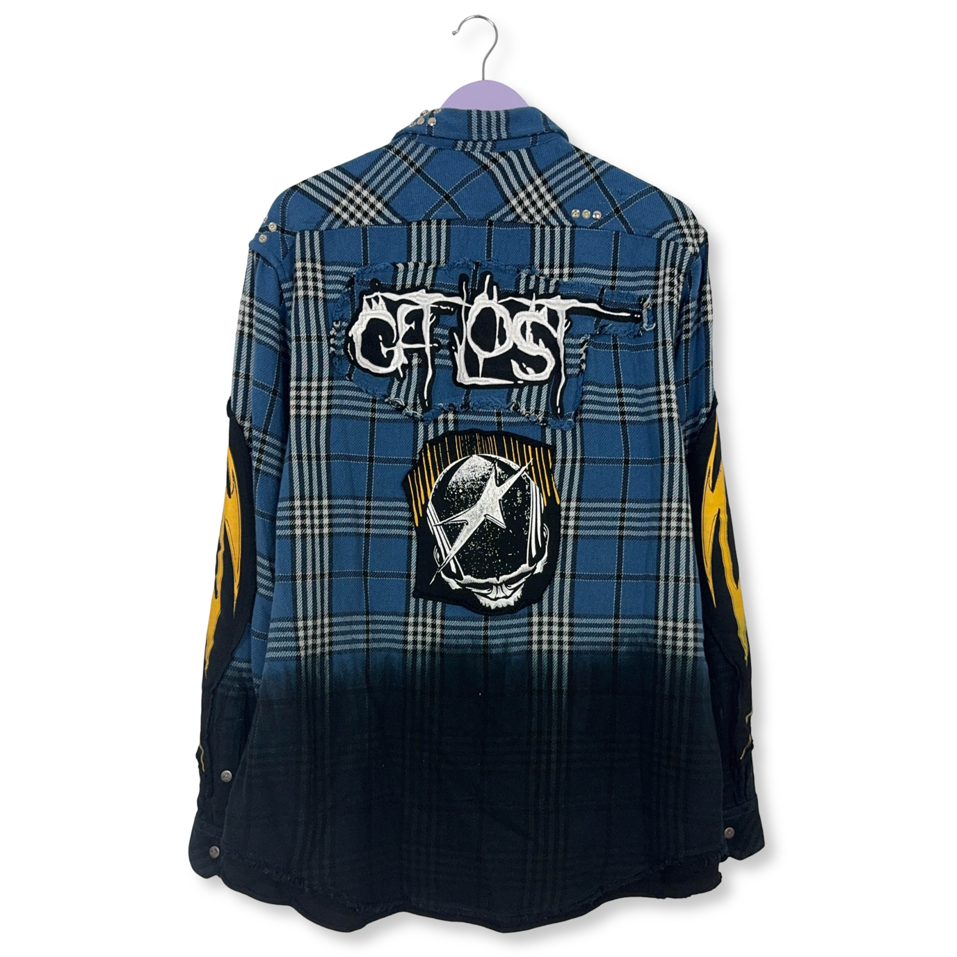 Camicia Diesel a quadri blu gialla e nera invernale con ricami - Taglia L uomo