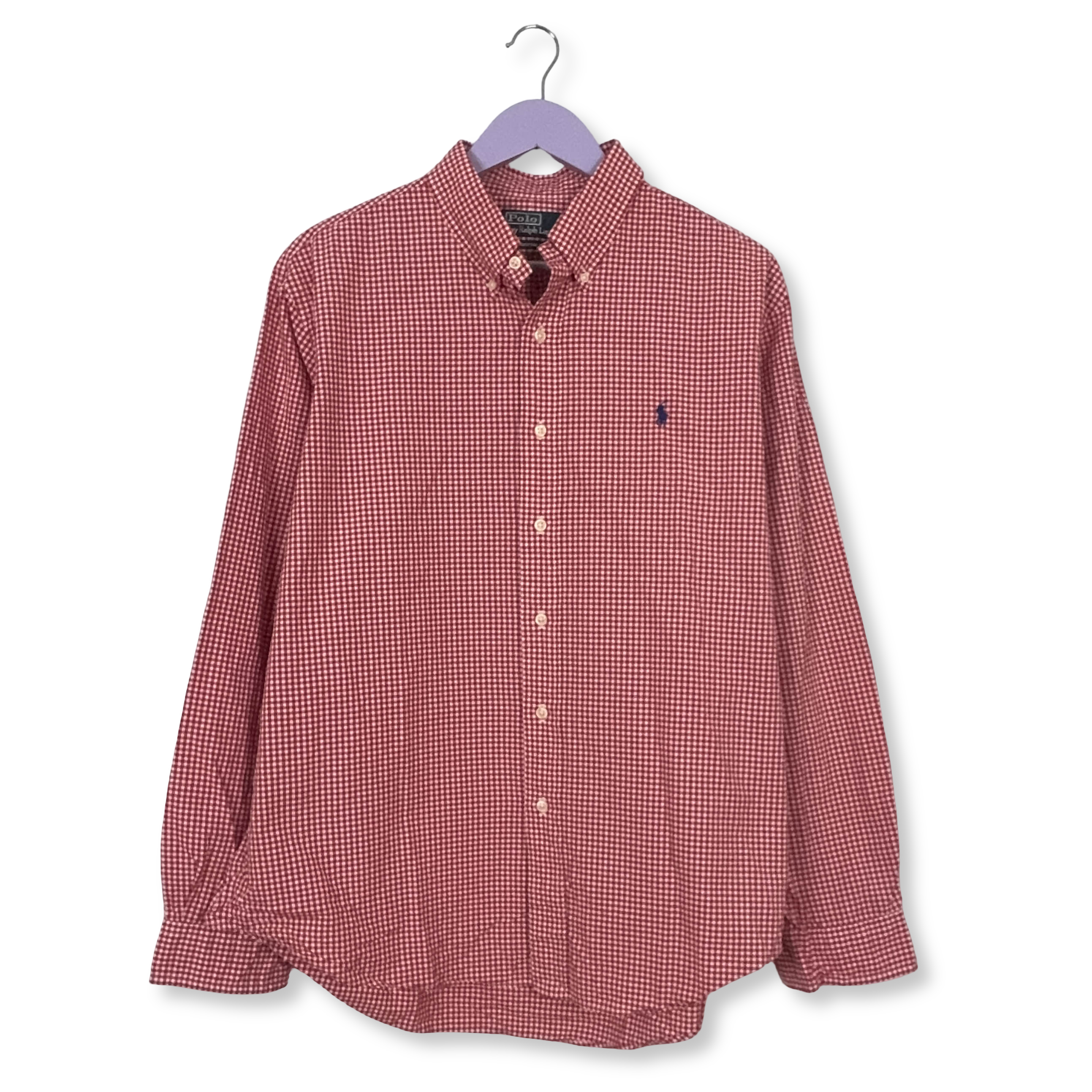 Camicia Ralph Lauren a quadri rossa e bianca in cotone custom fit - Taglia L/XL uomo