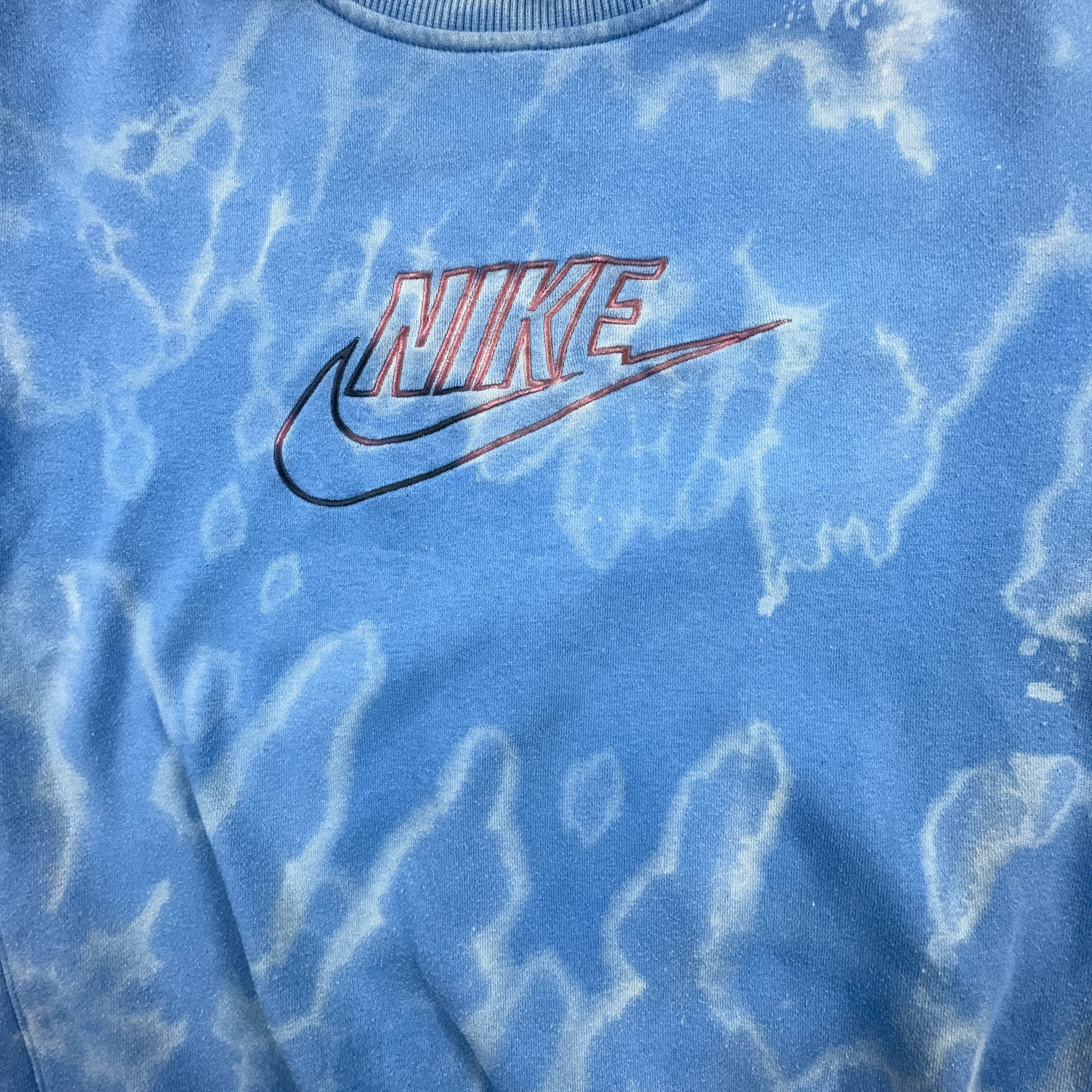 Felpa Nike Vintage blu Tie Dye a girocollo con ricamo - Taglia 173 uomo