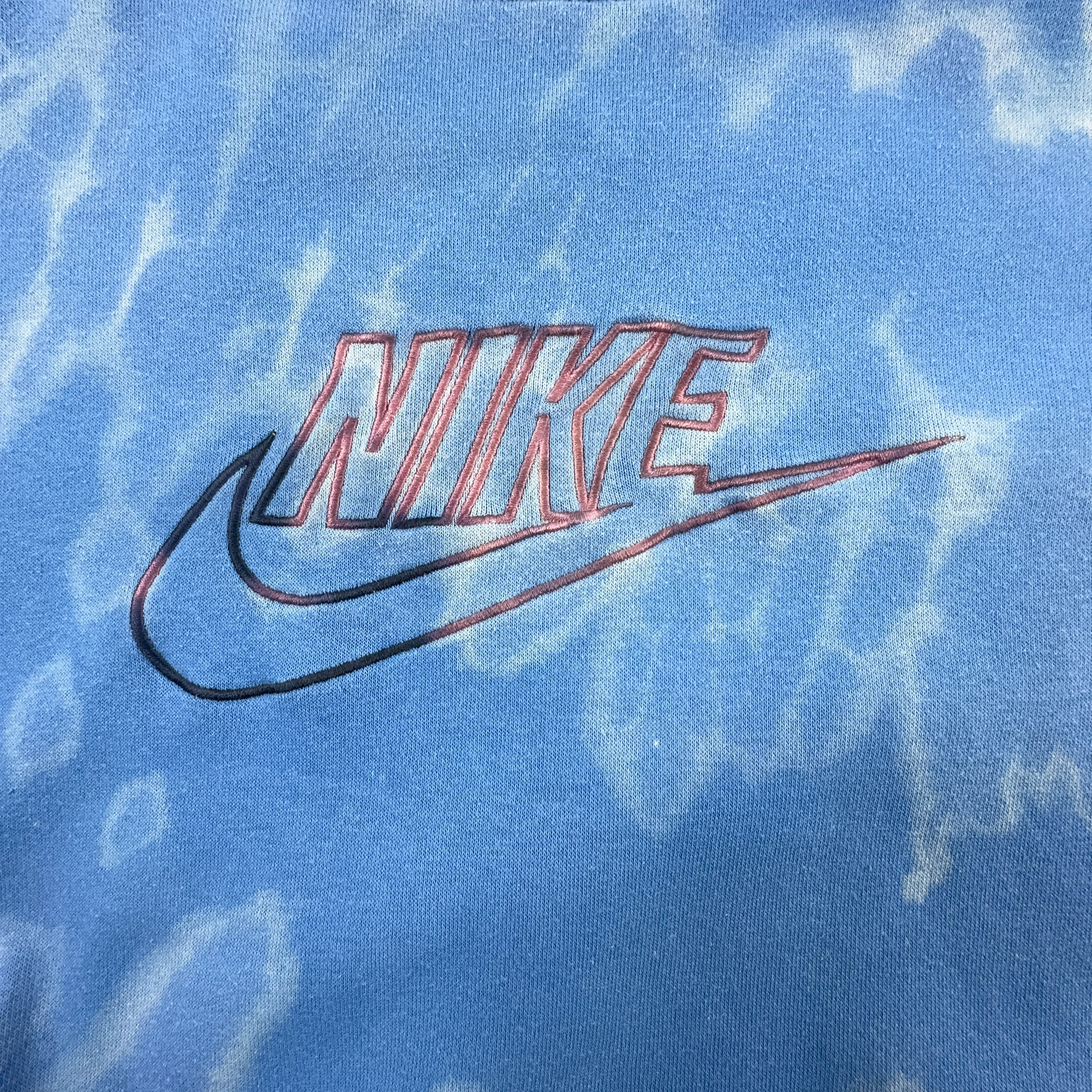 Felpa Nike Vintage blu Tie Dye a girocollo con ricamo - Taglia 173 uomo
