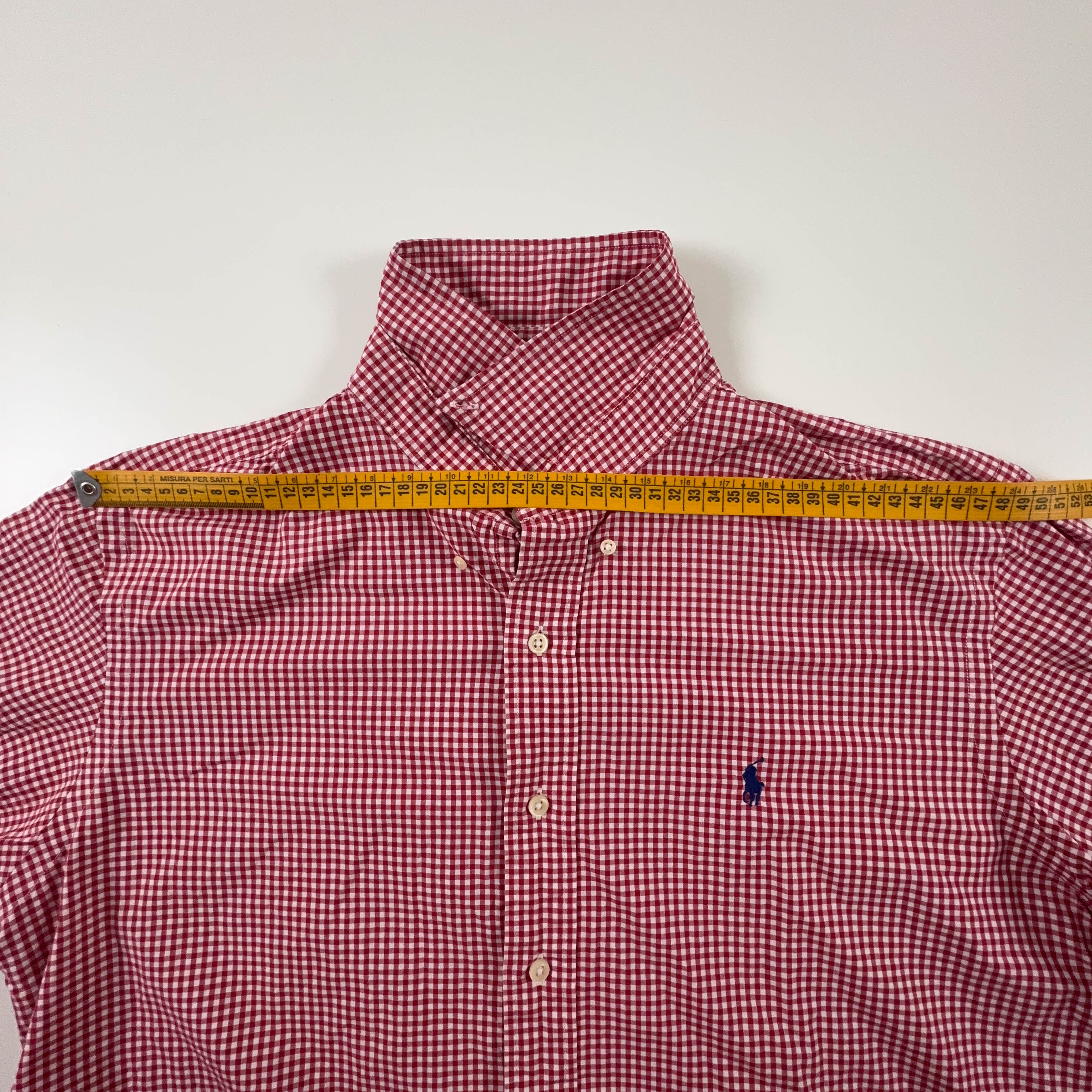 Camicia Ralph Lauren a quadri rossa e bianca in cotone custom fit - Taglia L/XL uomo
