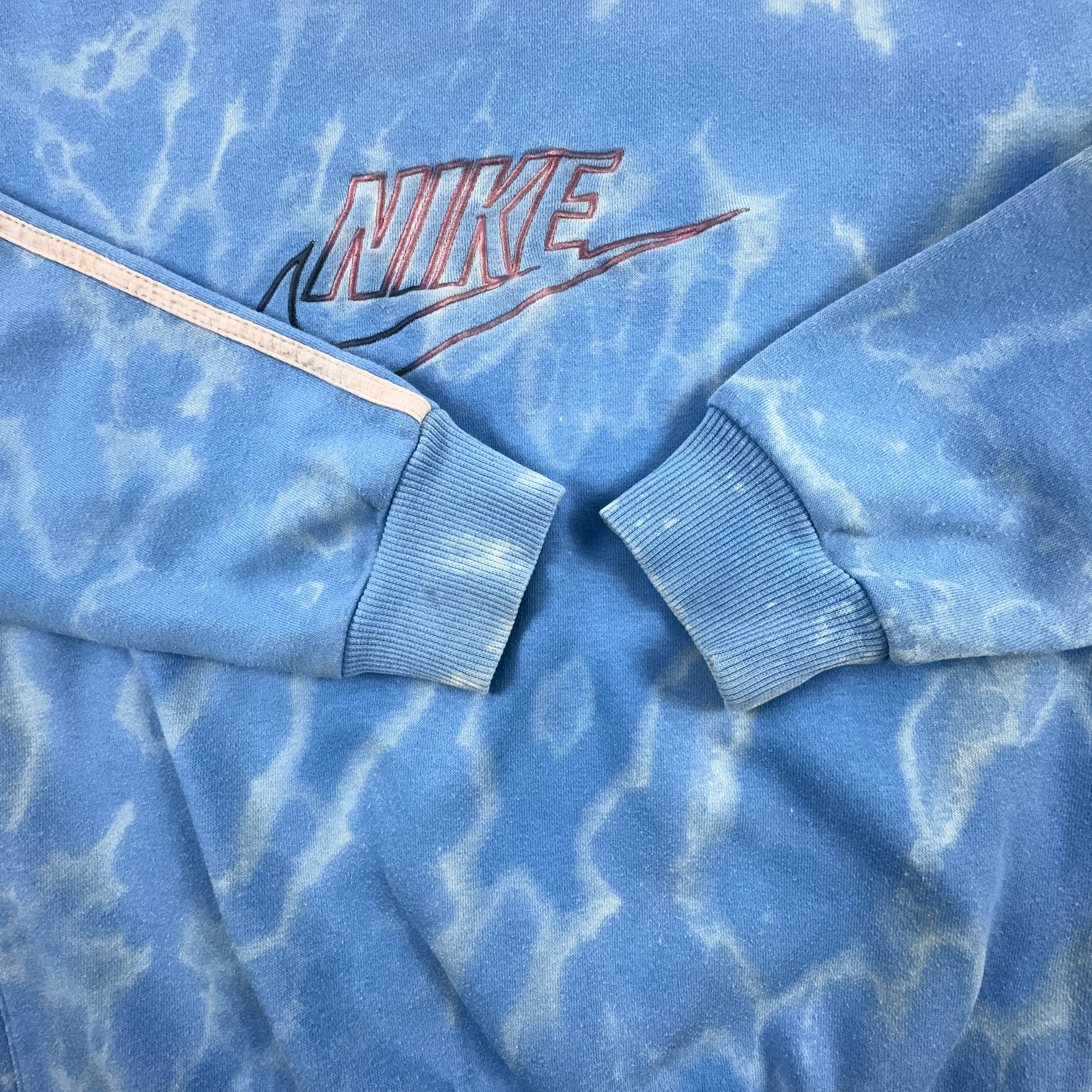 Felpa Nike Vintage blu Tie Dye a girocollo con ricamo - Taglia 173 uomo