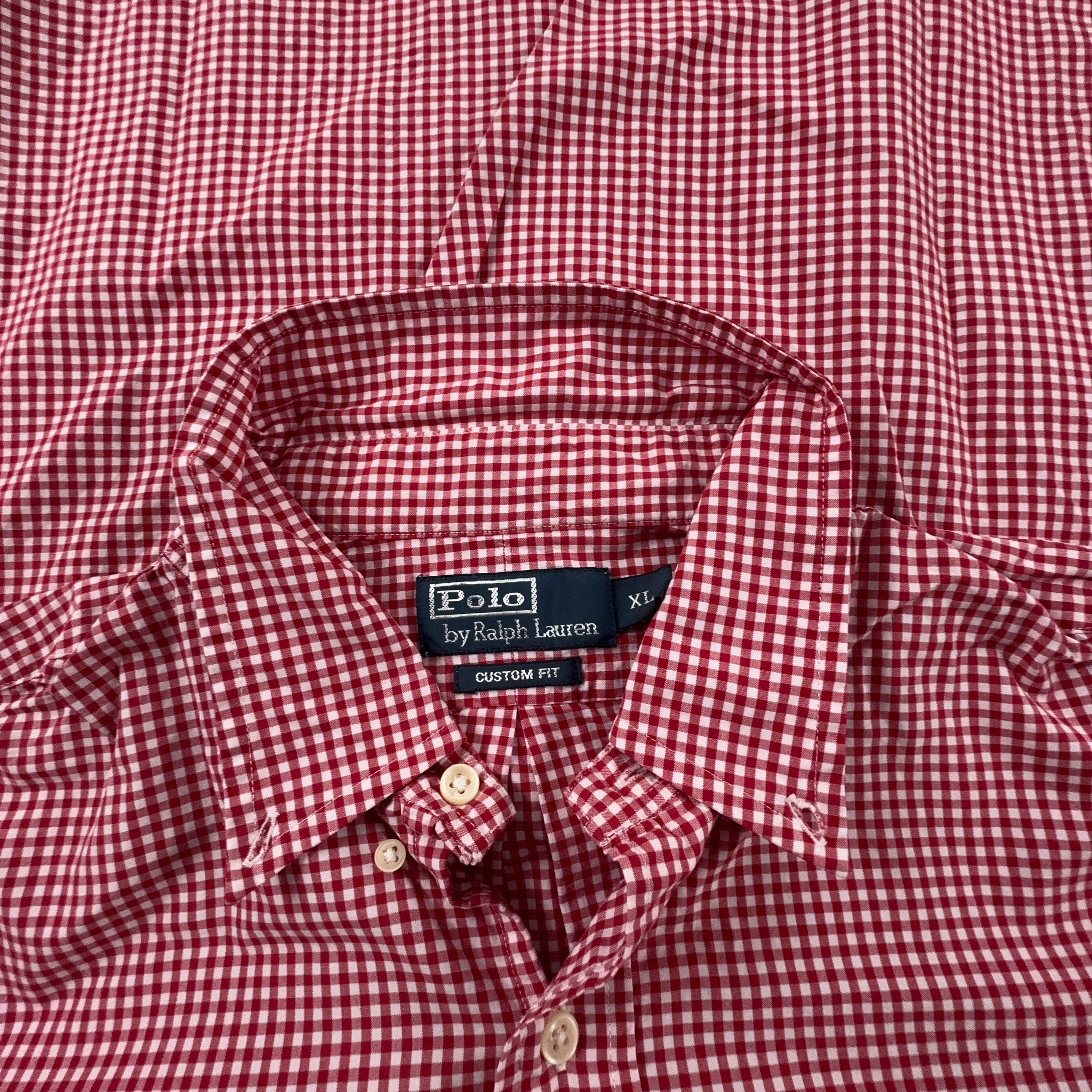 Camicia Ralph Lauren a quadri rossa e bianca in cotone custom fit - Taglia L/XL uomo