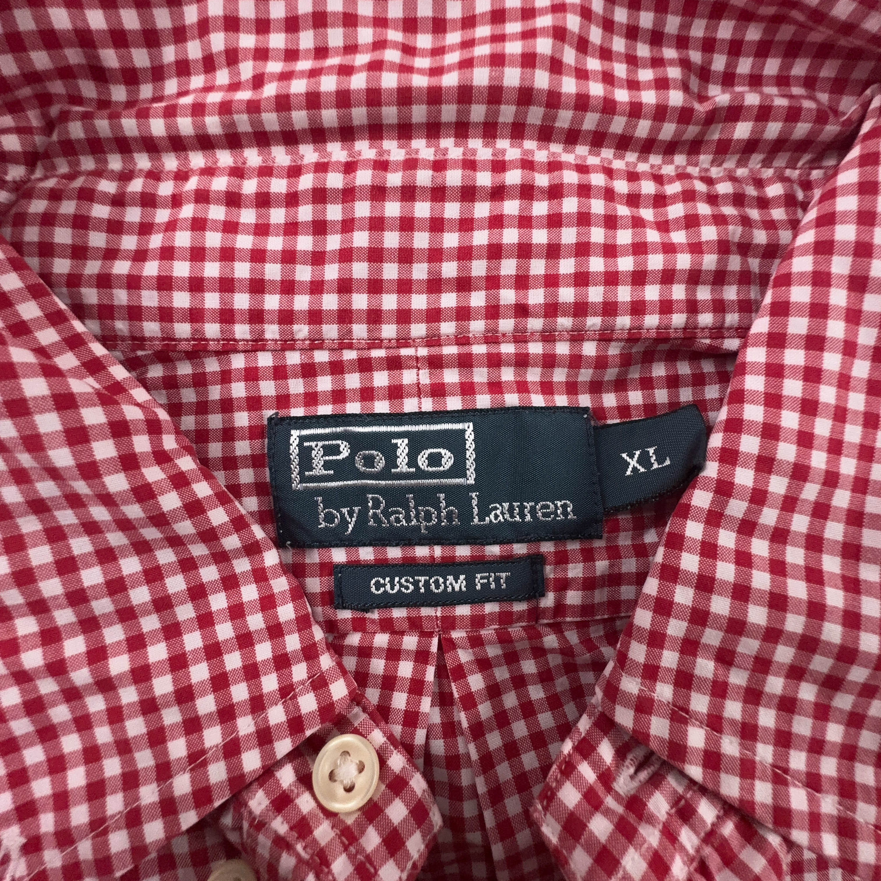 Camicia Ralph Lauren a quadri rossa e bianca in cotone custom fit - Taglia L/XL uomo
