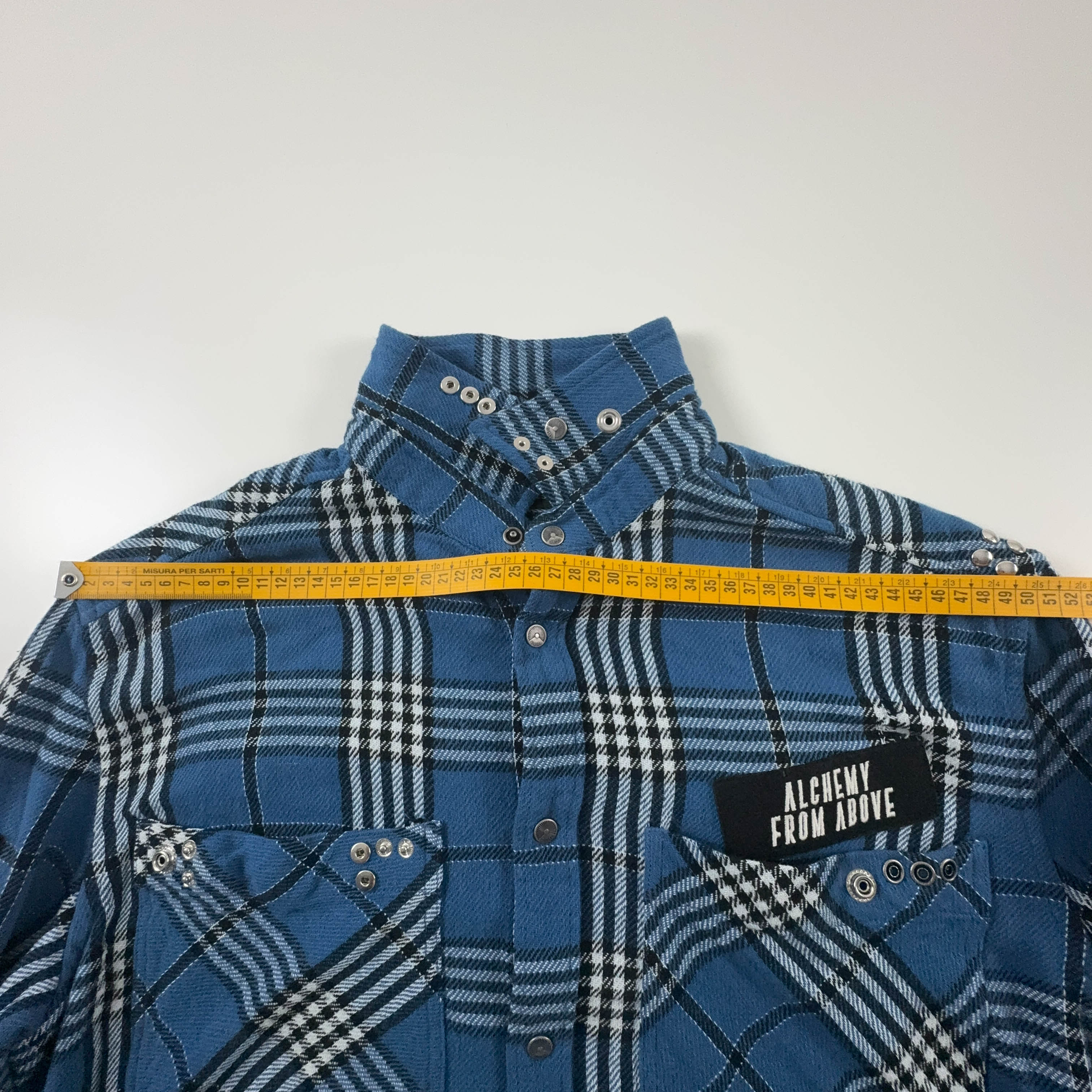 Camicia Diesel a quadri blu gialla e nera invernale con ricami - Taglia L uomo