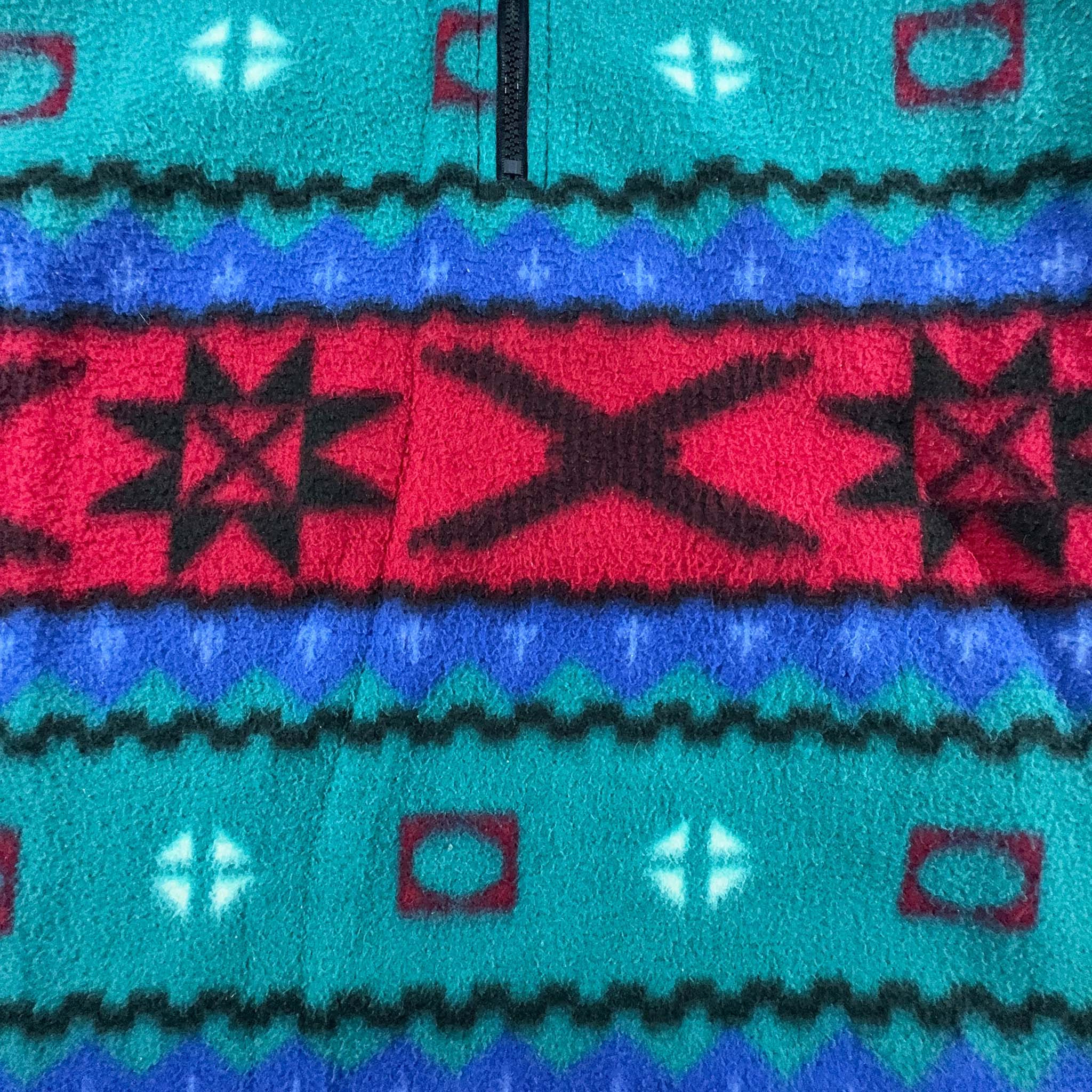 Vintage Blue and Red Patterned Fleece - Size L/XL Men