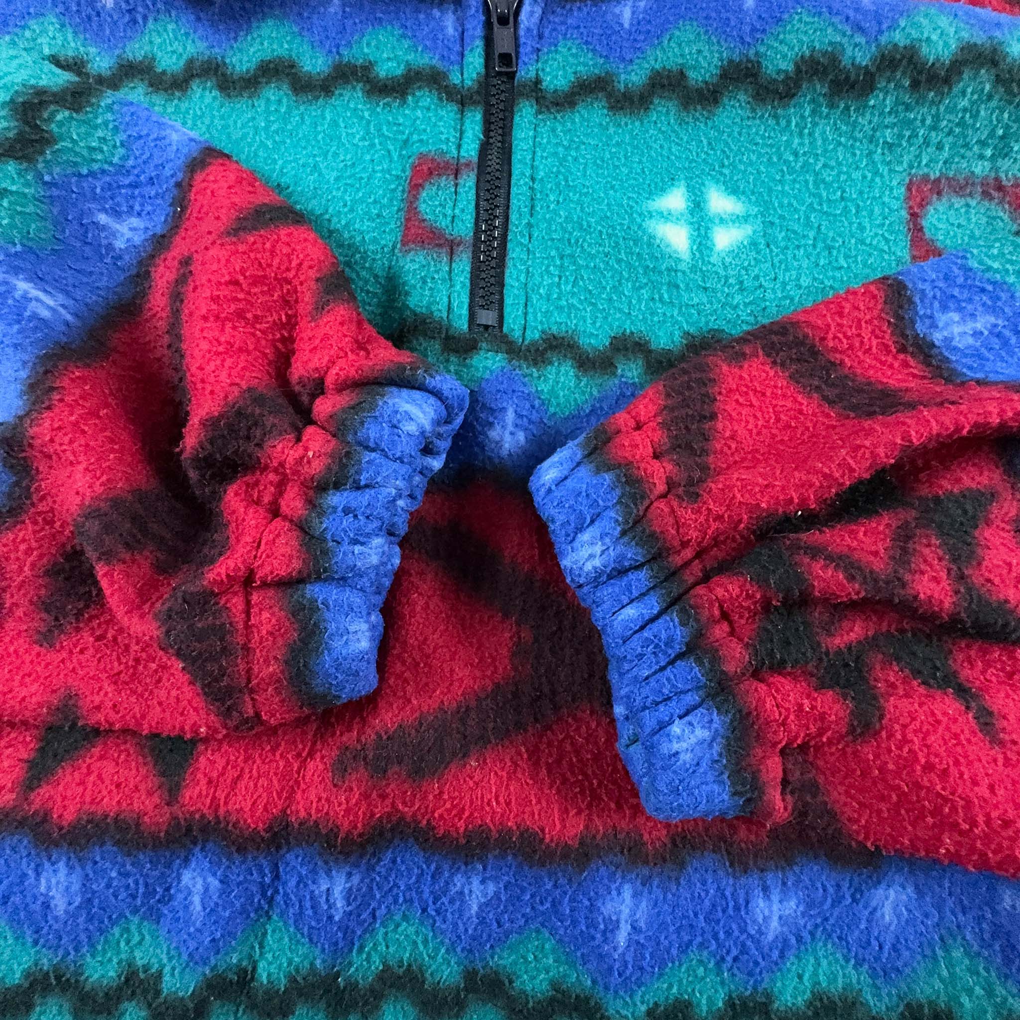 Vintage Blue and Red Patterned Fleece - Size L/XL Men