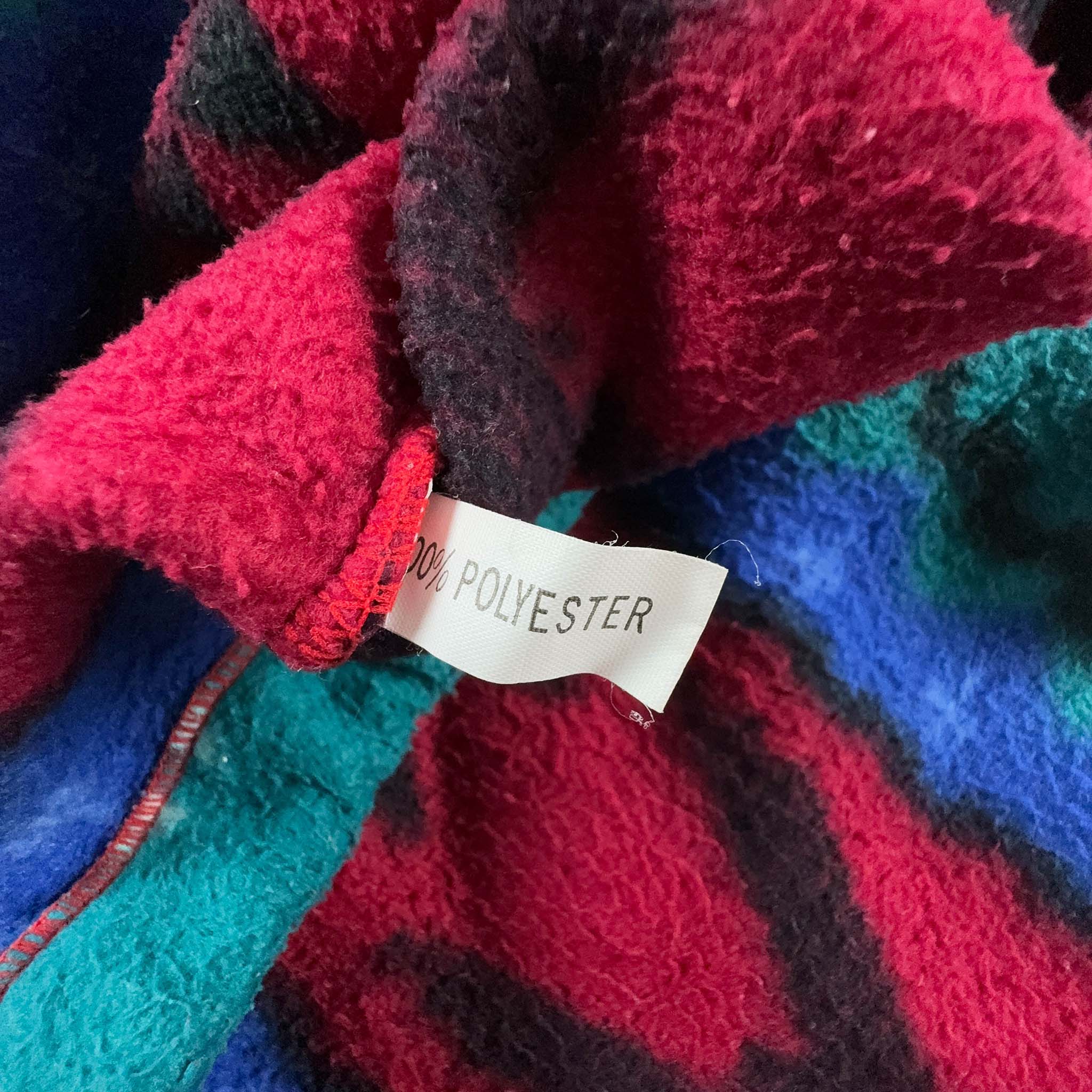 Vintage Blue and Red Patterned Fleece - Size L/XL Men