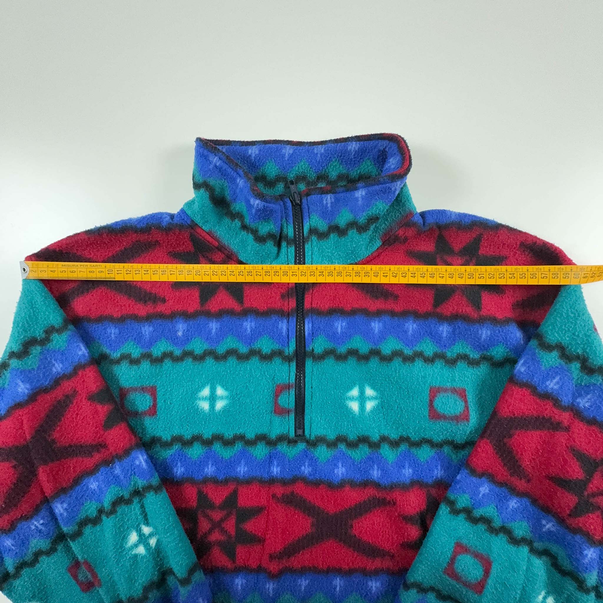 Vintage Blue and Red Patterned Fleece - Size L/XL Men