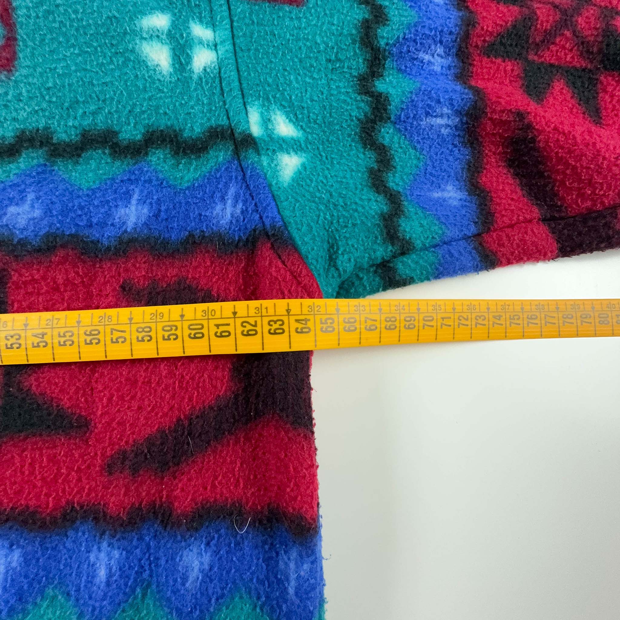 Vintage Blue and Red Patterned Fleece - Size L/XL Men