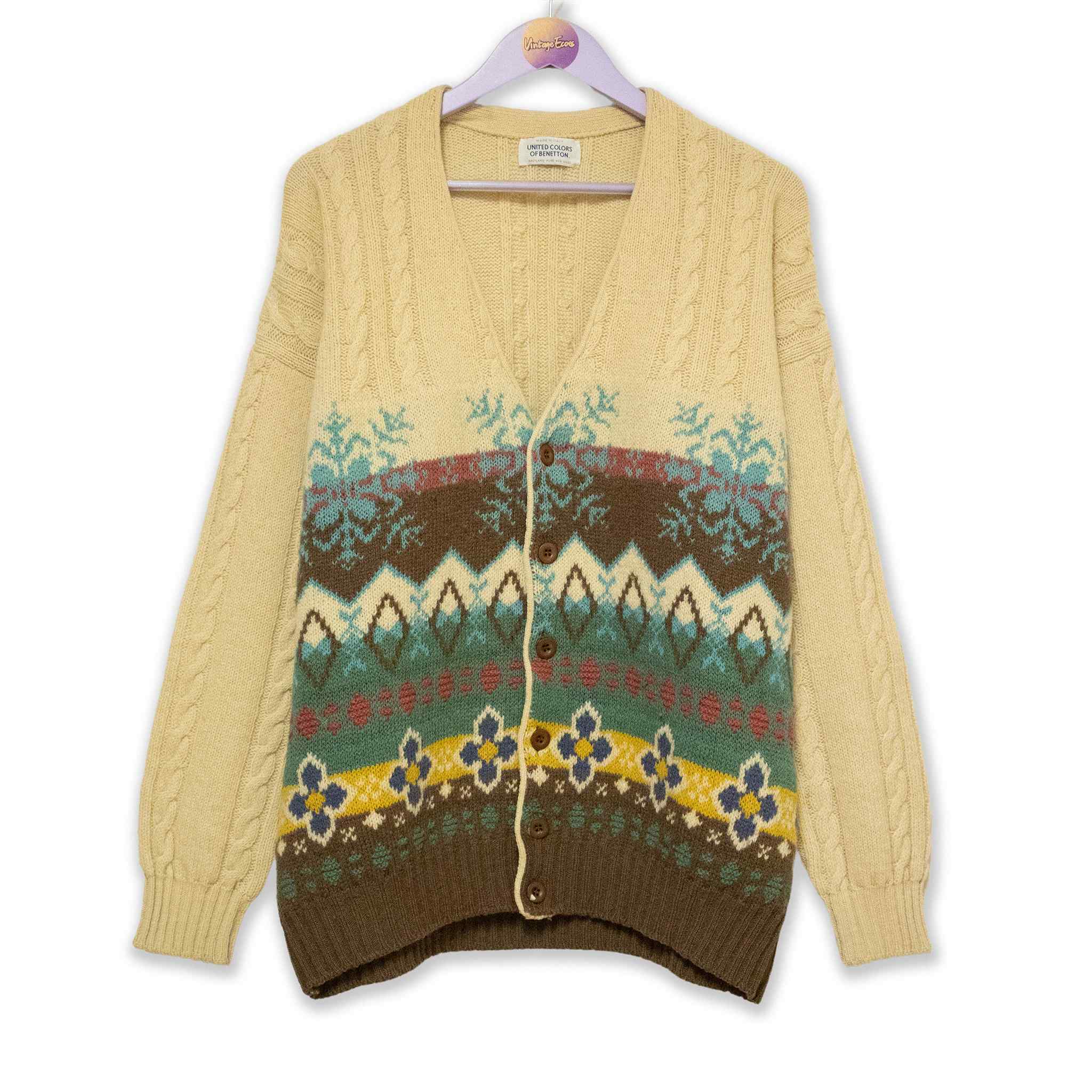 Cardigan Benetton 100% lana Vintage - Taglia L