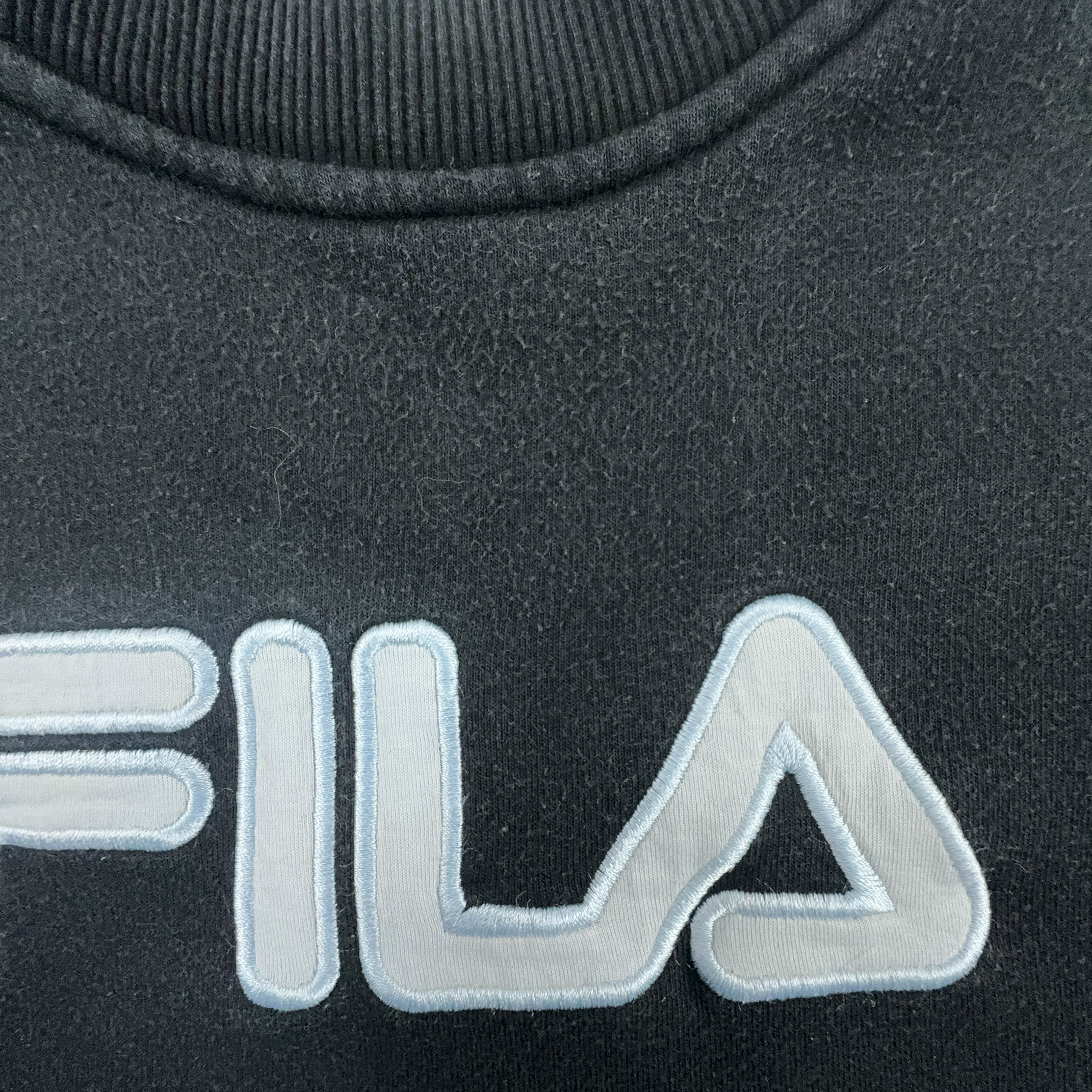 Felpa Fila Vintage nera a girocollo anni 2000 logo grande - Taglia L 53 54 uomo