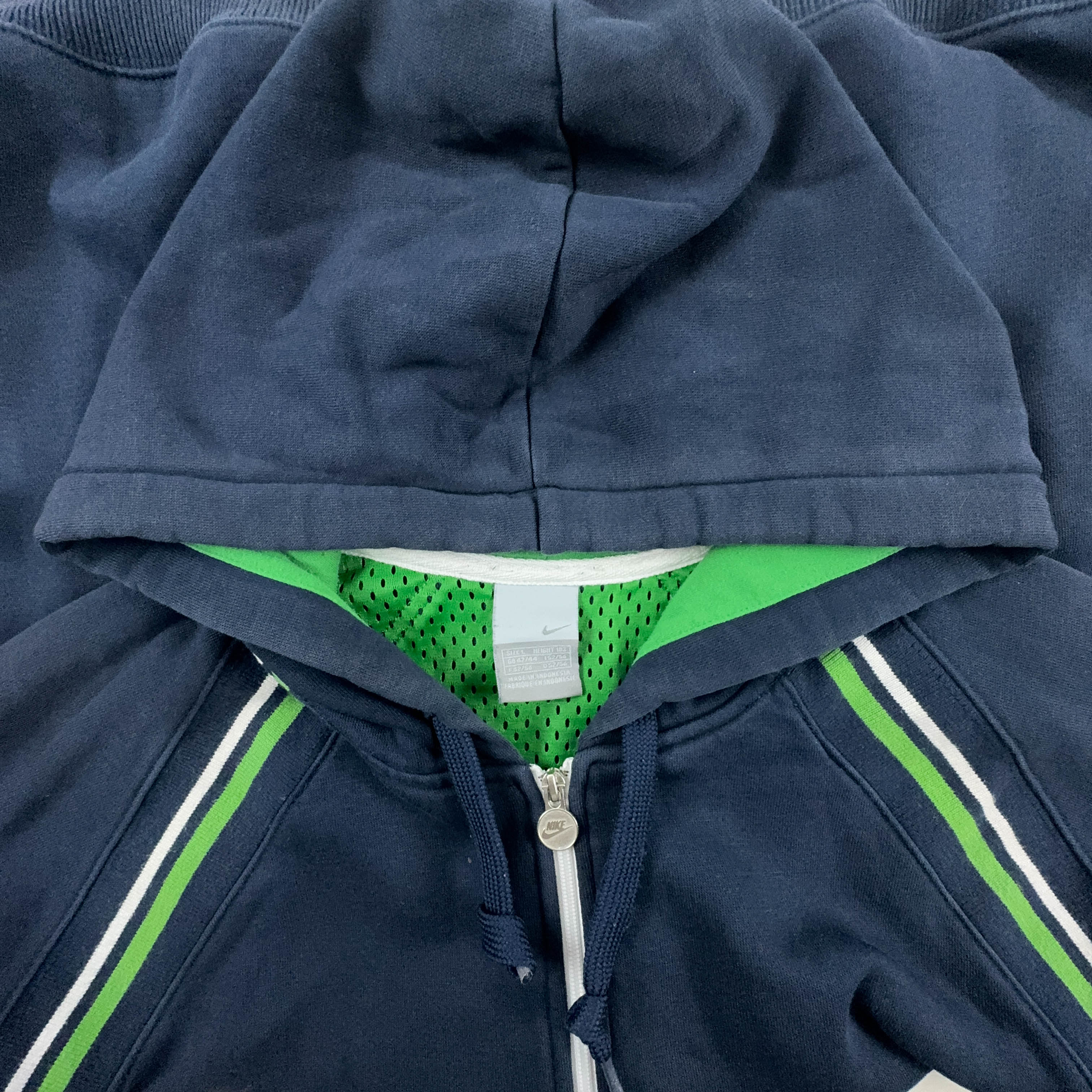 Felpa Nike Vintage blu scuro con zip e cappuccio anni 2000 - Taglia L 183 uomo