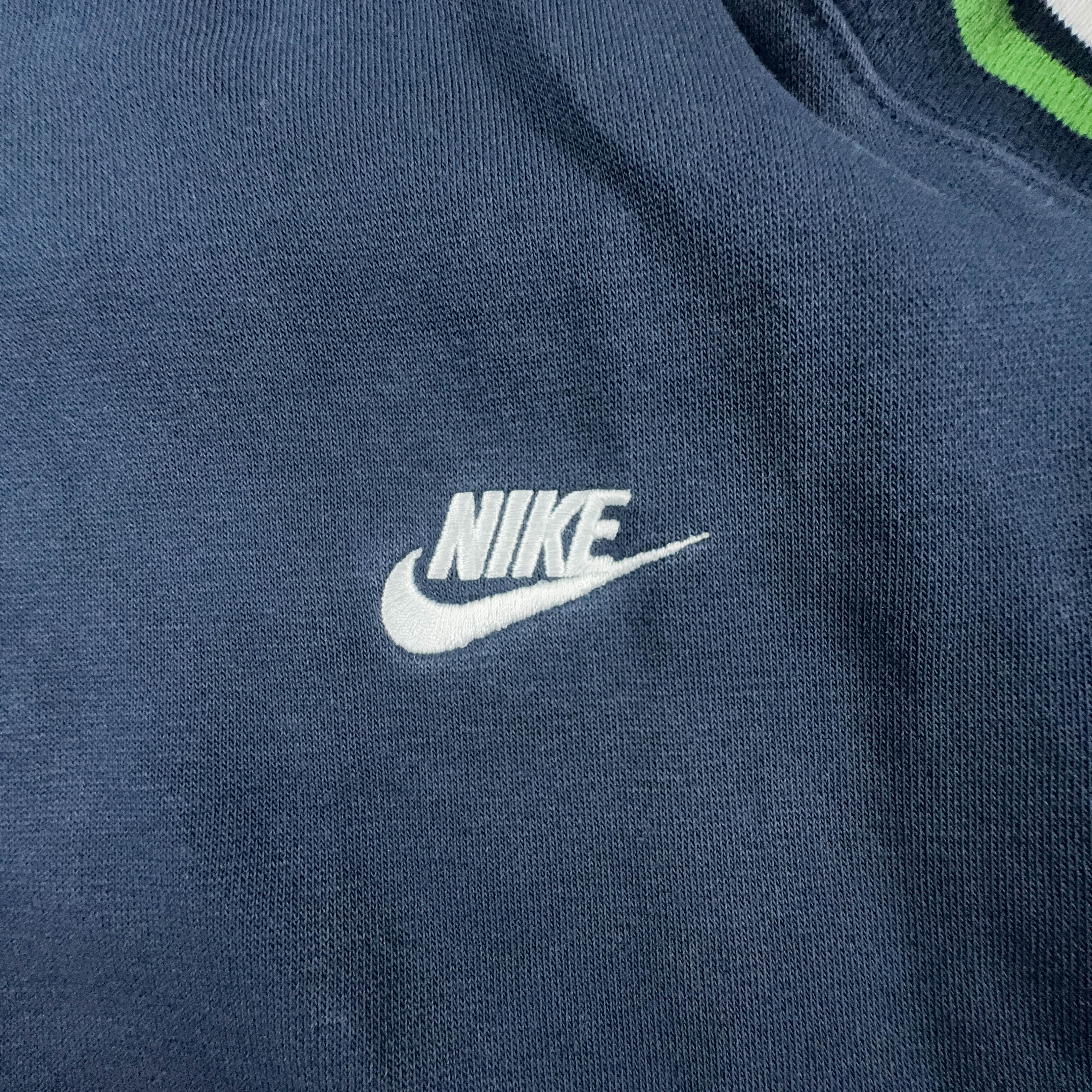 Felpa Nike Vintage blu scuro con zip e cappuccio anni 2000 - Taglia L 183 uomo