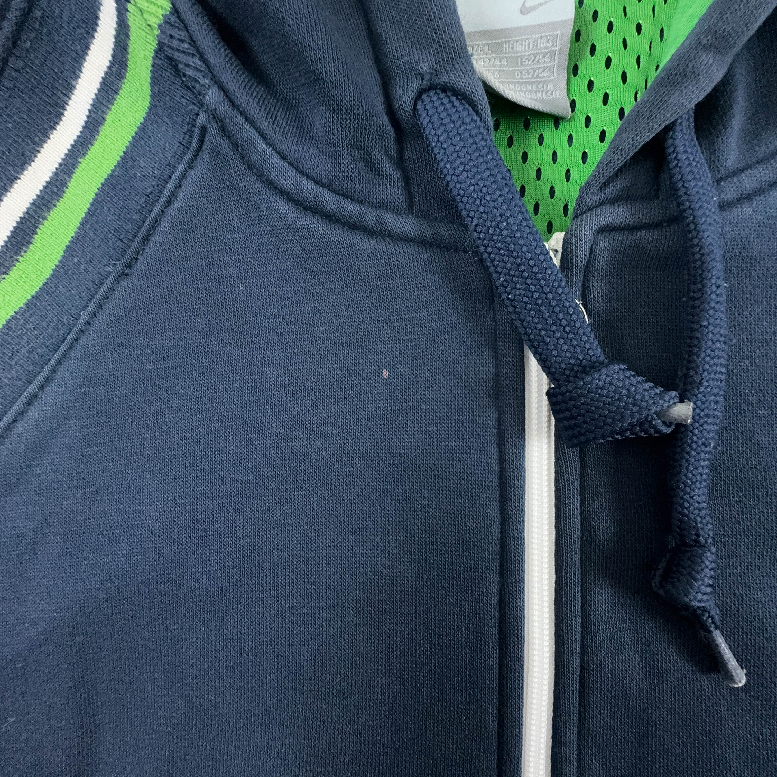 Felpa Nike Vintage blu scuro con zip e cappuccio anni 2000 - Taglia L 183 uomo