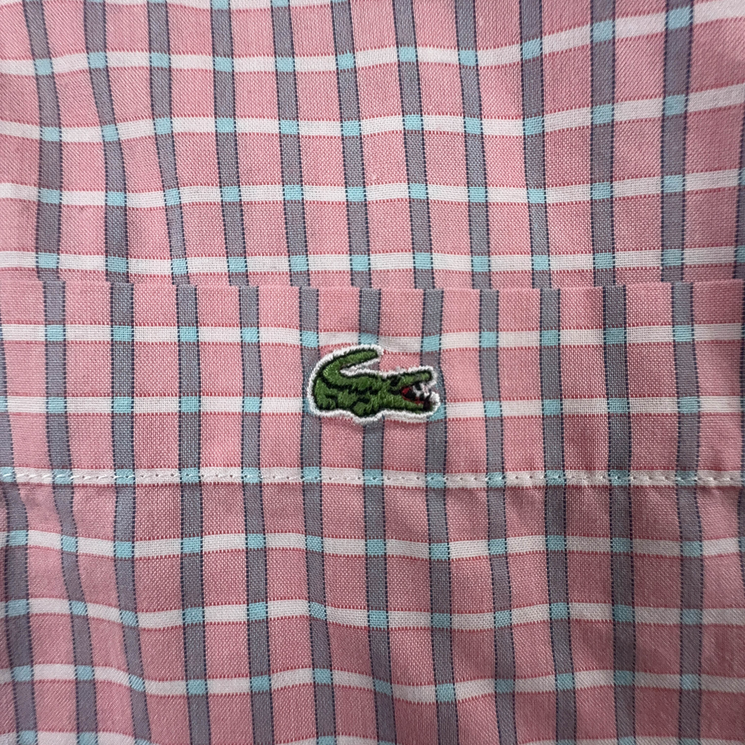 Camicia Lacoste a quadri rosa e bianca - Taglia 42 uomo