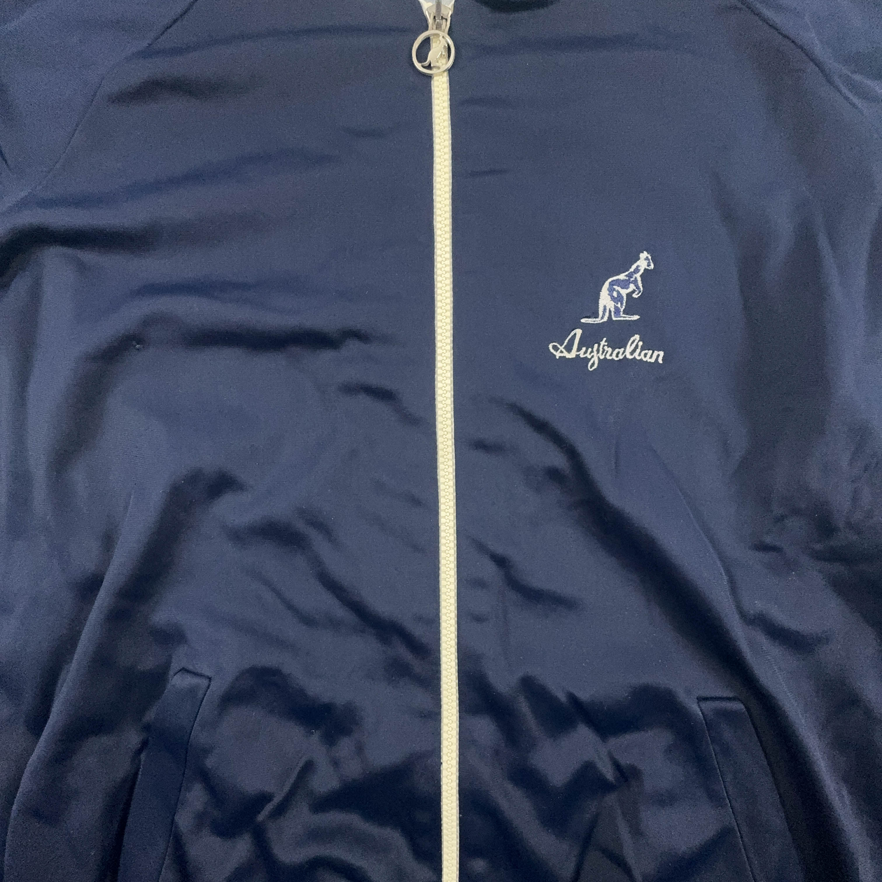 Felpa Australian Alpina Vintage blu scuro con zip - Taglia M/L uomo