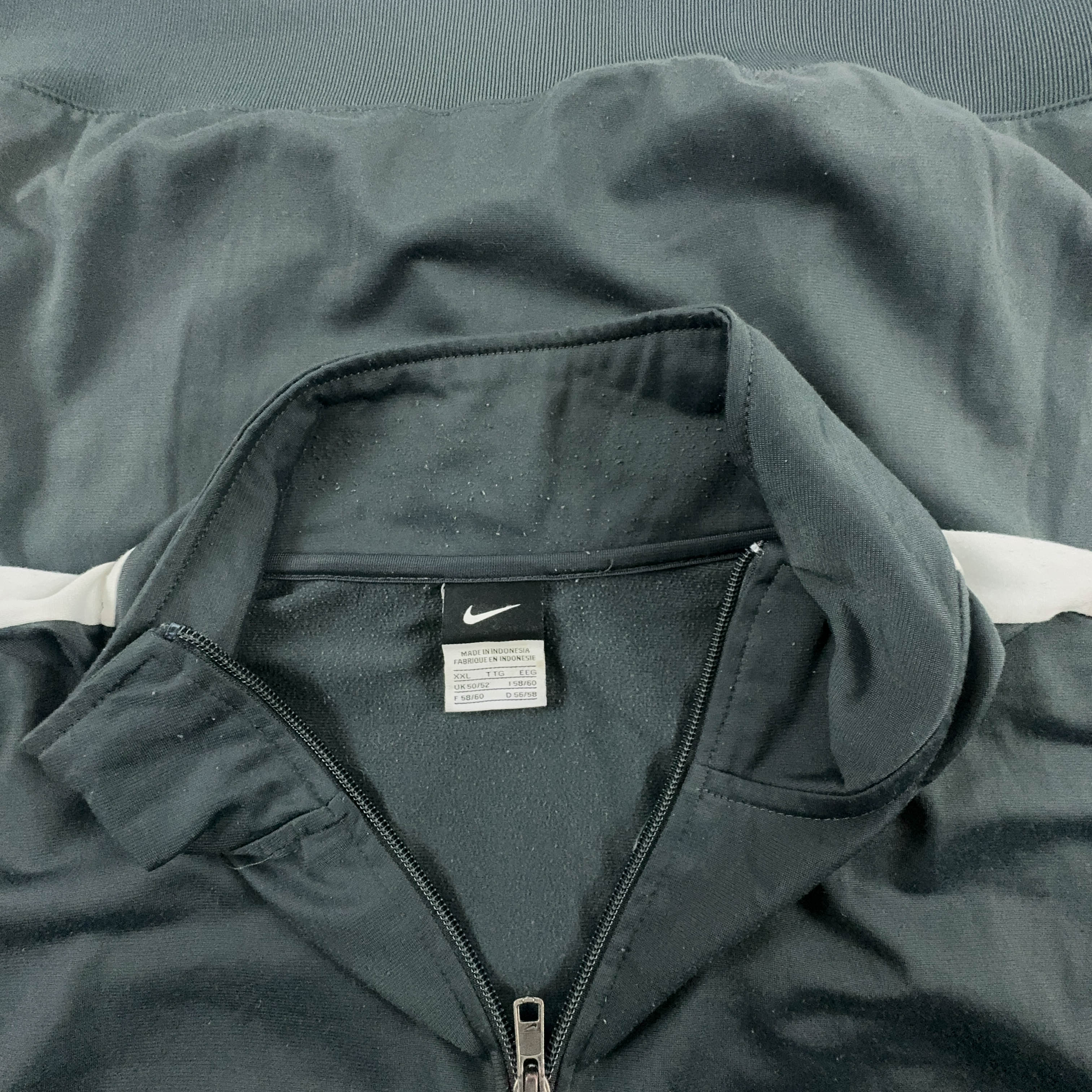 Felpa Nike Vintage nera e grigia con zip anni 2000 - Taglia XL/XXL uomo