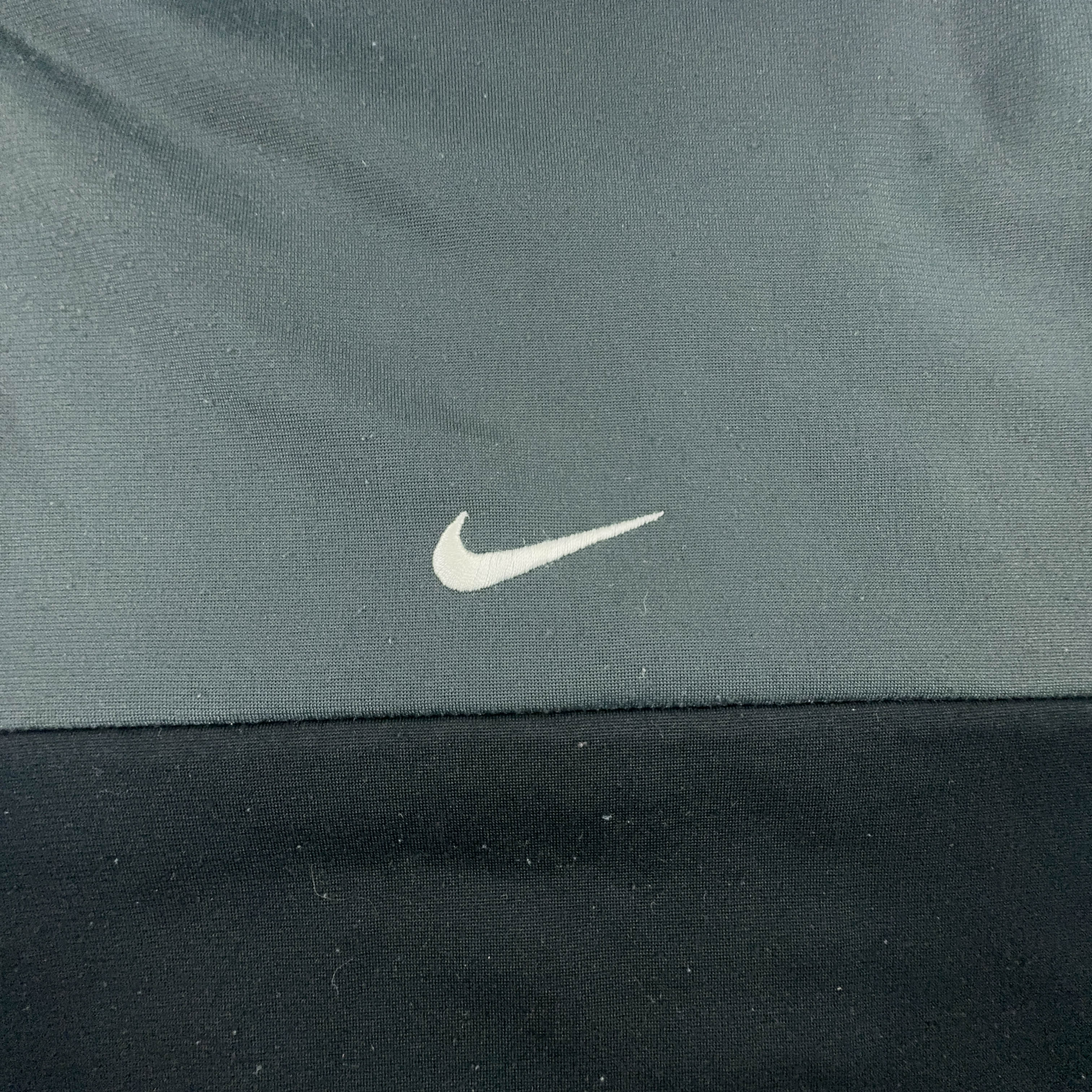 Felpa Nike Vintage nera e grigia con zip anni 2000 - Taglia XL/XXL uomo