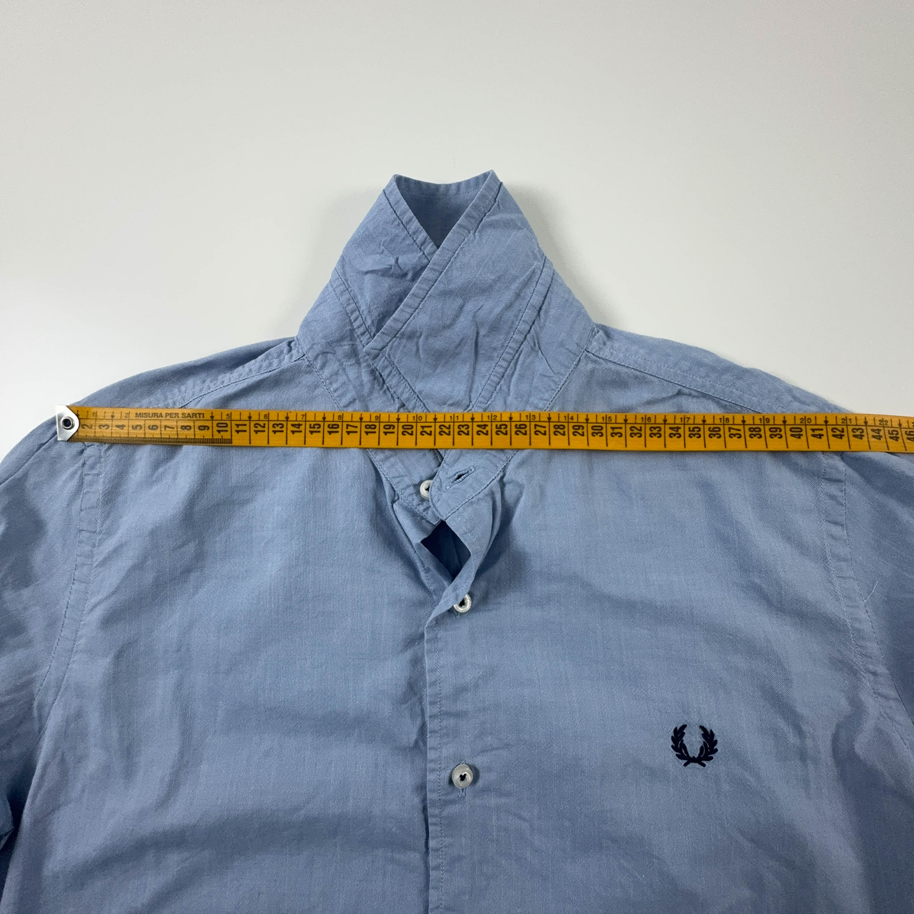 Camicia Fred Perry celeste a tinta unita in cotone - Taglia M uomo