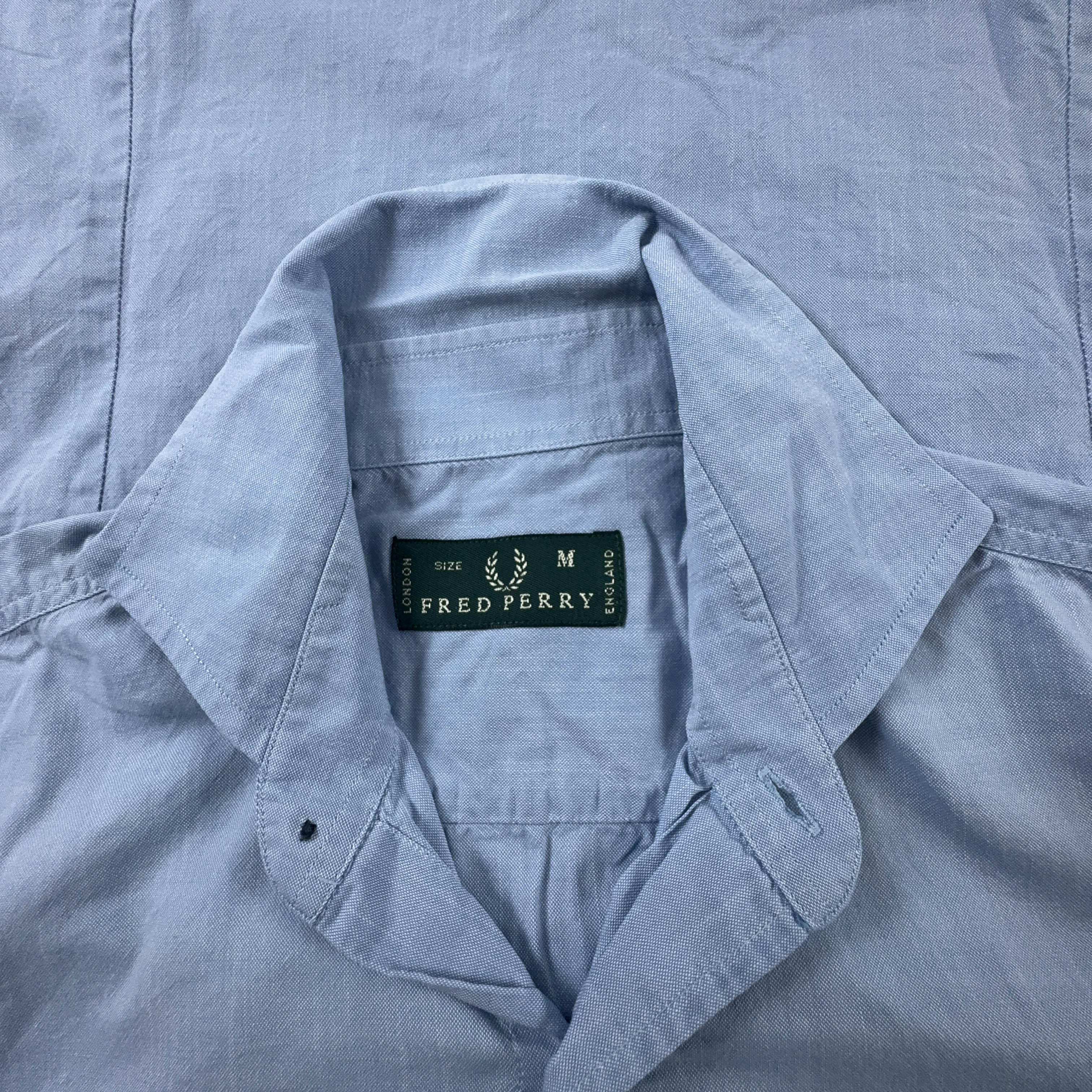 Camicia Fred Perry celeste a tinta unita in cotone - Taglia M uomo