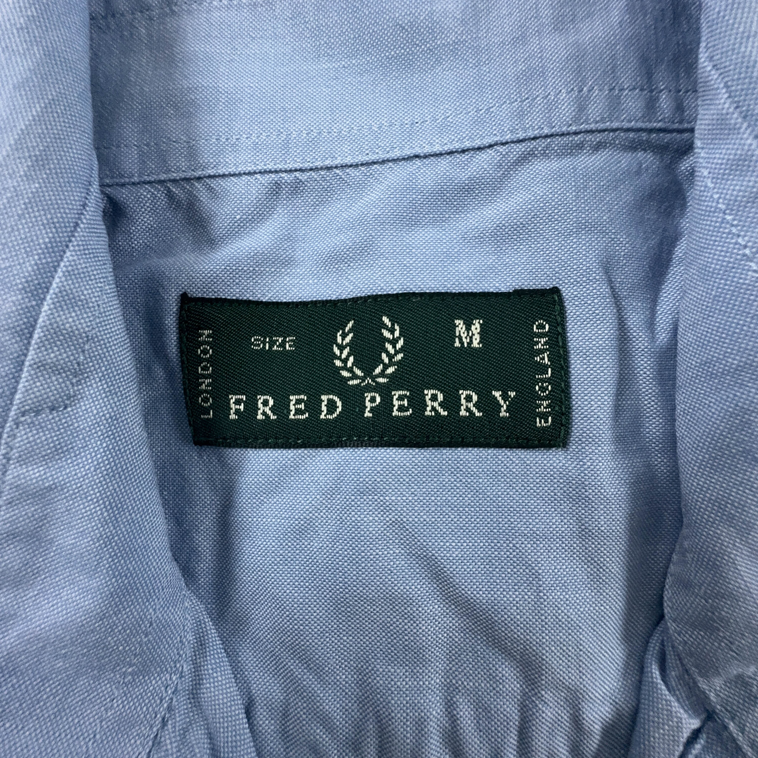 Camicia Fred Perry celeste a tinta unita in cotone - Taglia M uomo