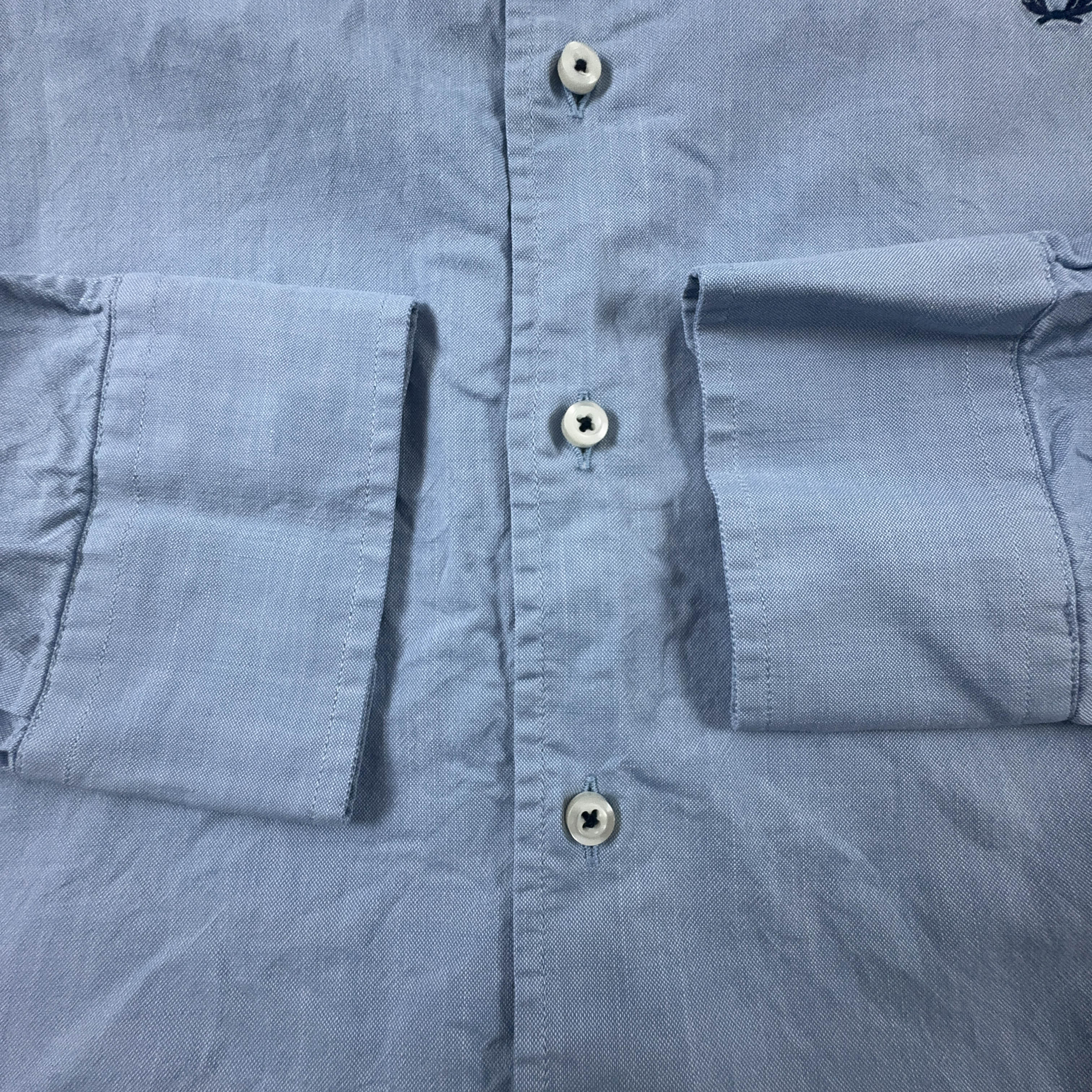 Camicia Fred Perry celeste a tinta unita in cotone - Taglia M uomo