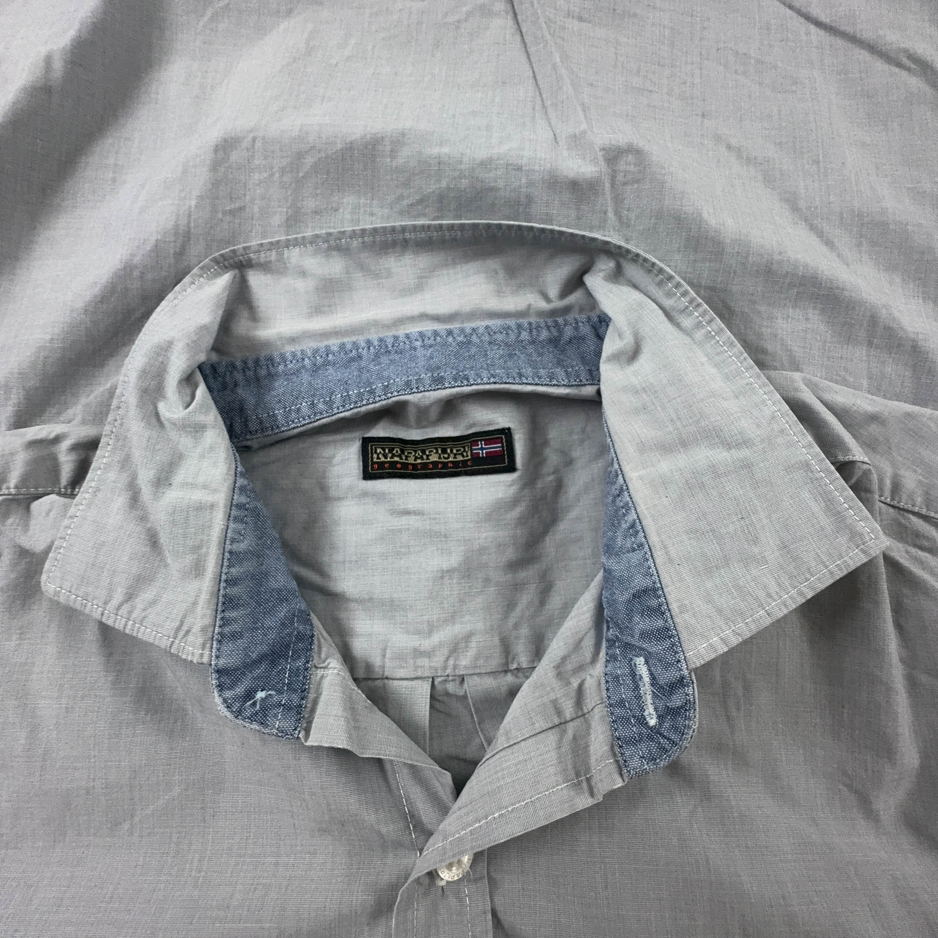 Camicia Napapijri grigia a tinta unita - Taglia M/L uomo