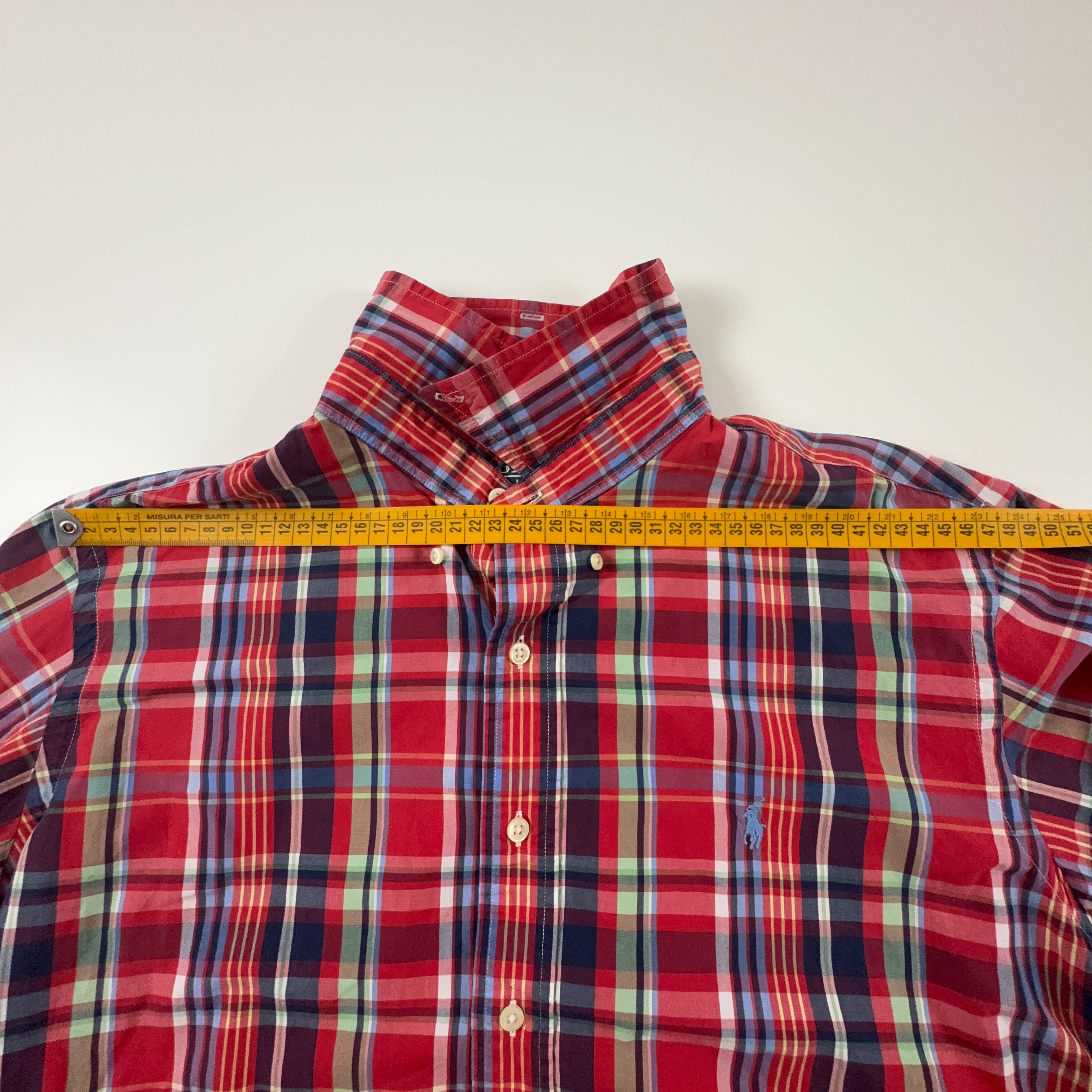 Camicia Ralph Lauren a quadri rossa blu e verde in cotone custom fit - Taglia L/XL uomo