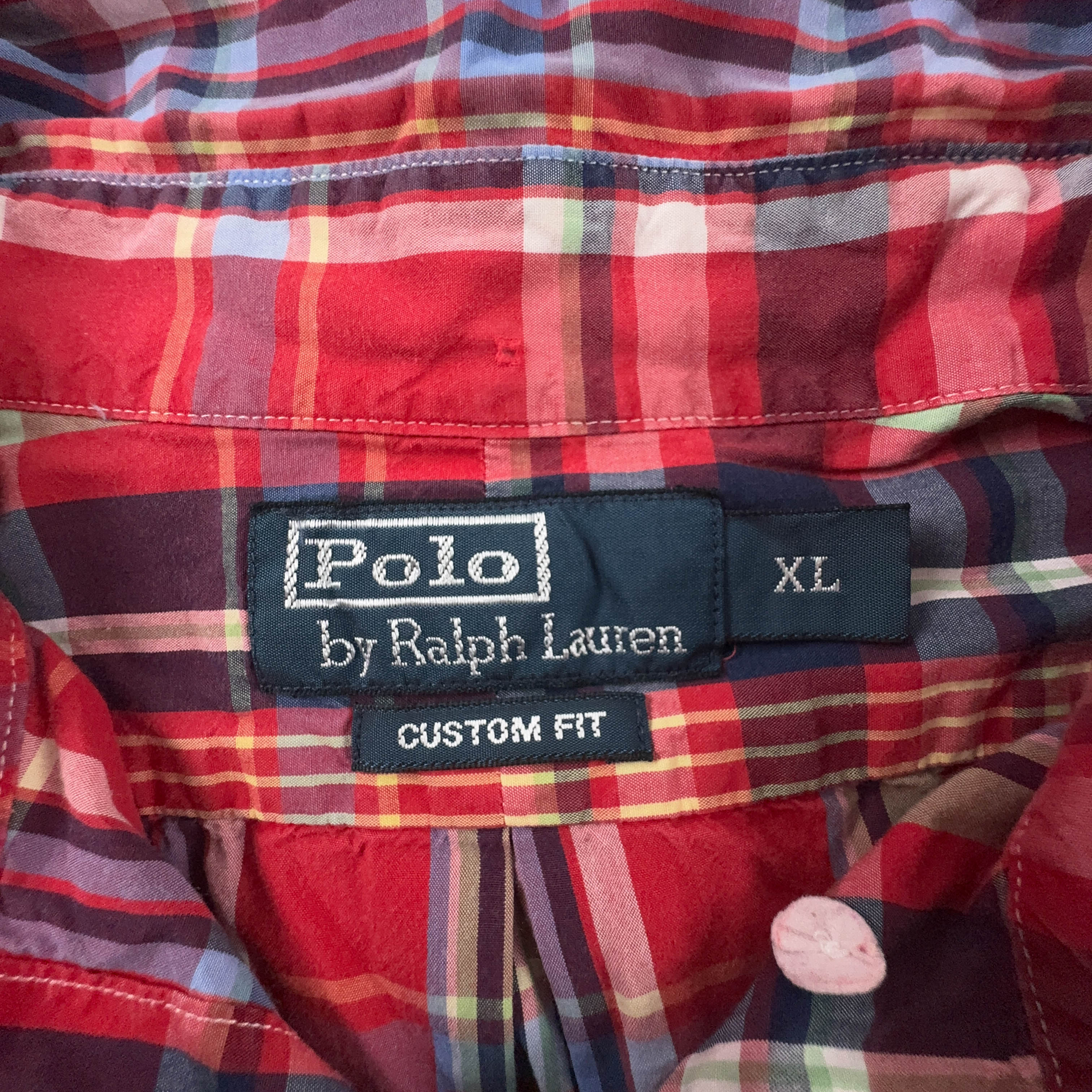 Camicia Ralph Lauren a quadri rossa blu e verde in cotone custom fit - Taglia L/XL uomo