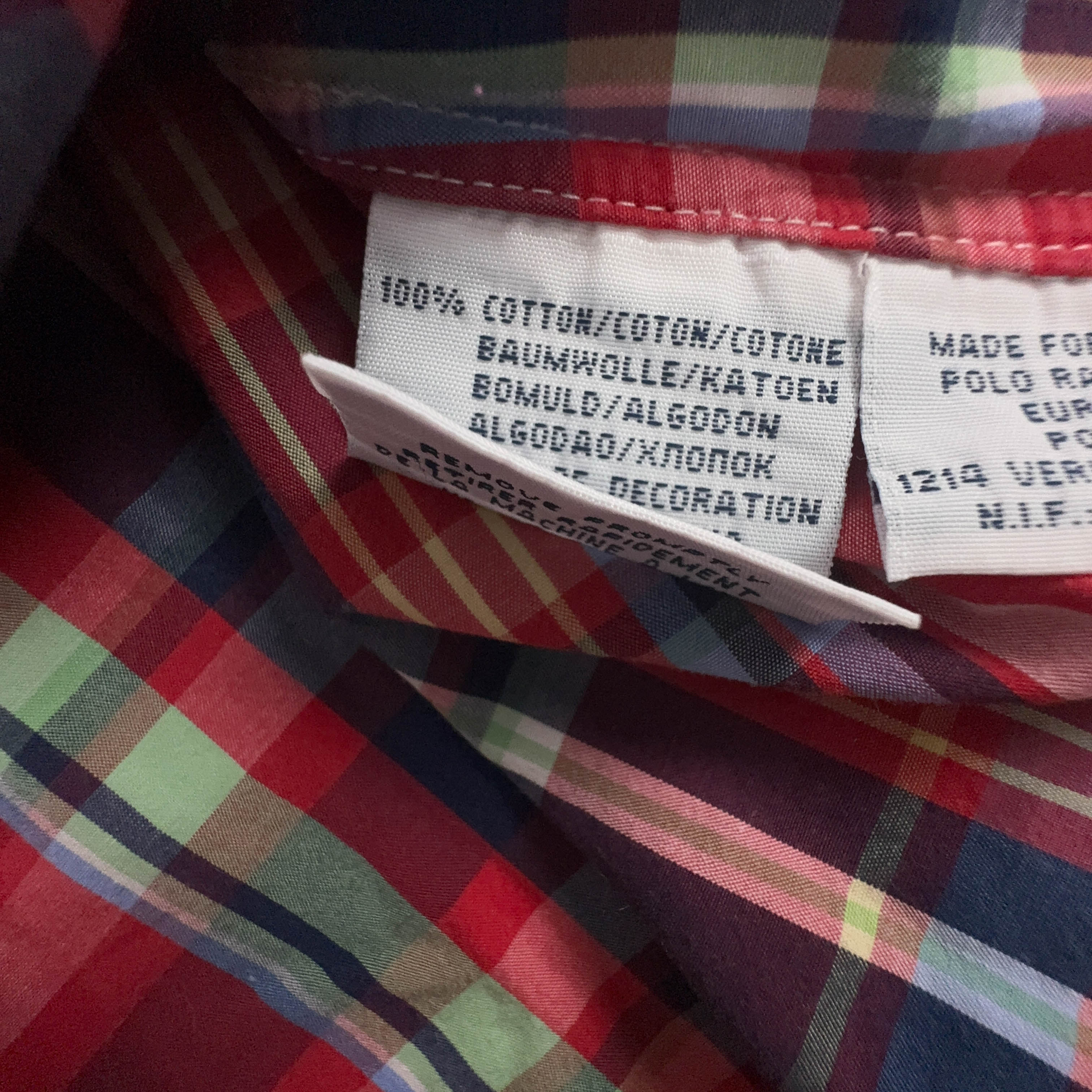 Camicia Ralph Lauren a quadri rossa blu e verde in cotone custom fit - Taglia L/XL uomo