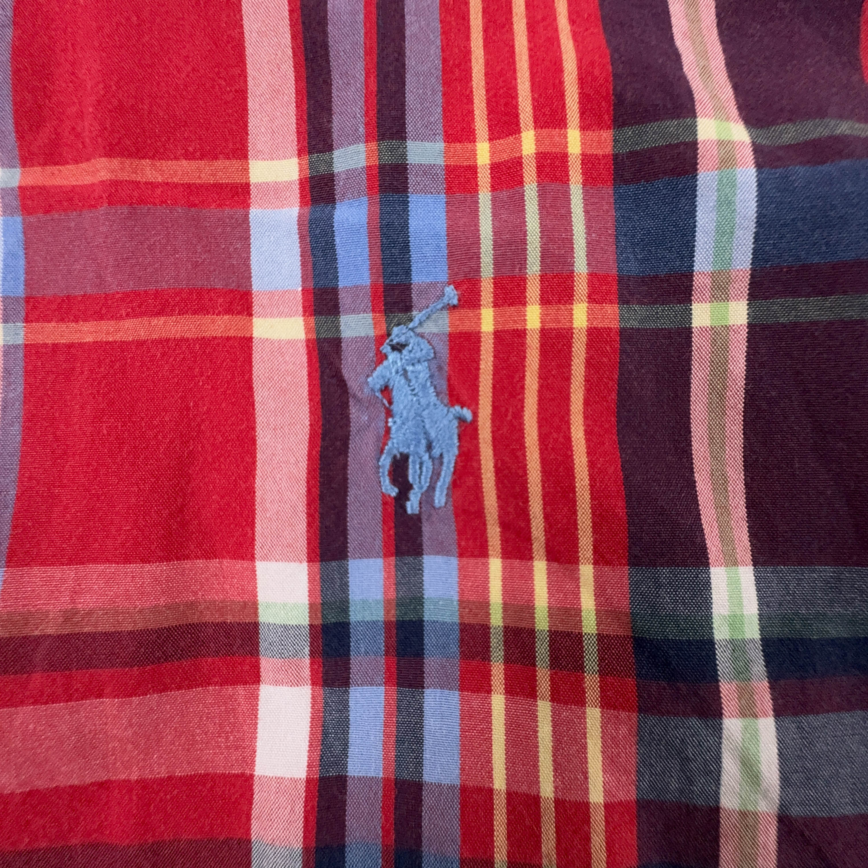 Camicia Ralph Lauren a quadri rossa blu e verde in cotone custom fit - Taglia L/XL uomo