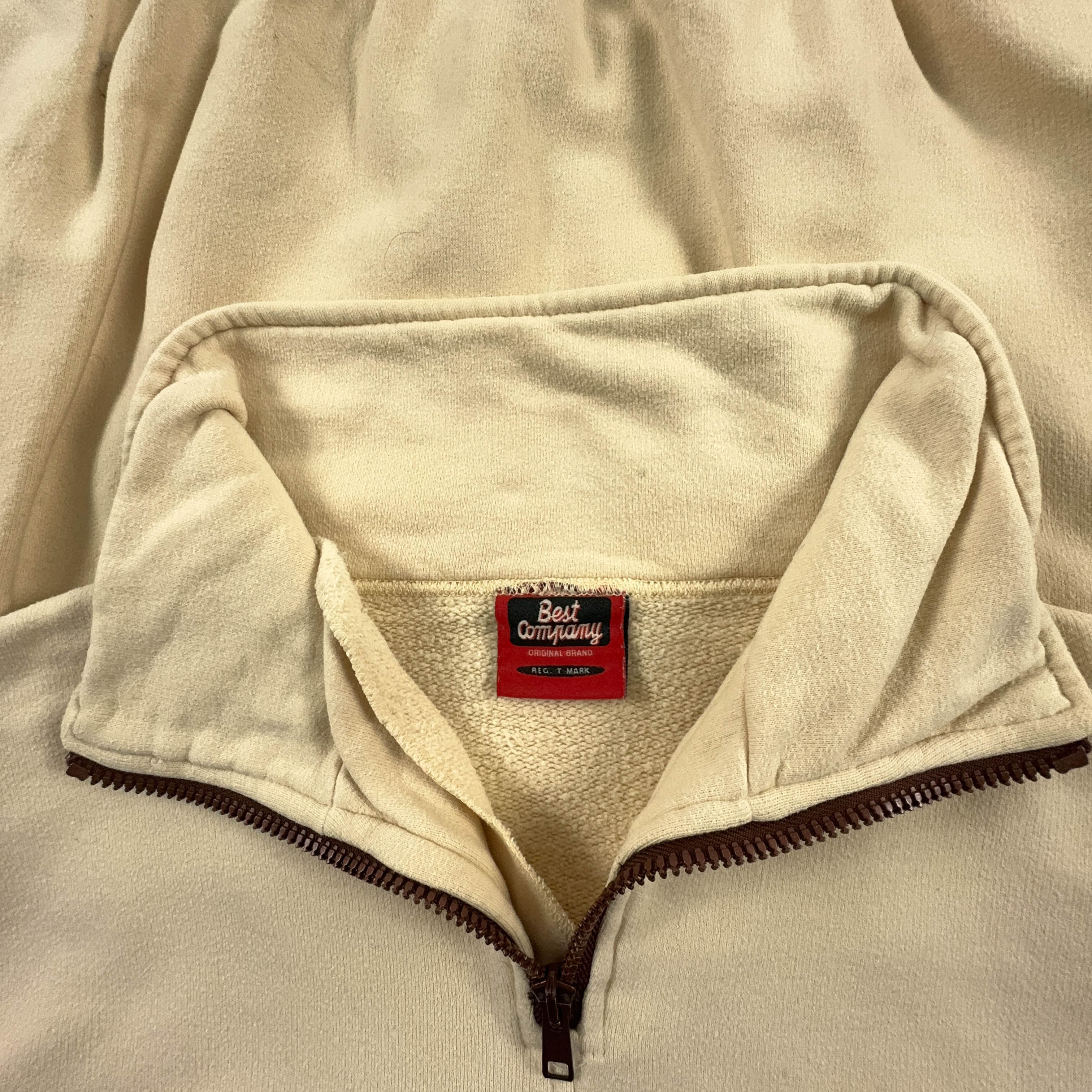Felpa Best Company Vintage beige quarter zip anni 80/90 - Taglia L/XL uomo