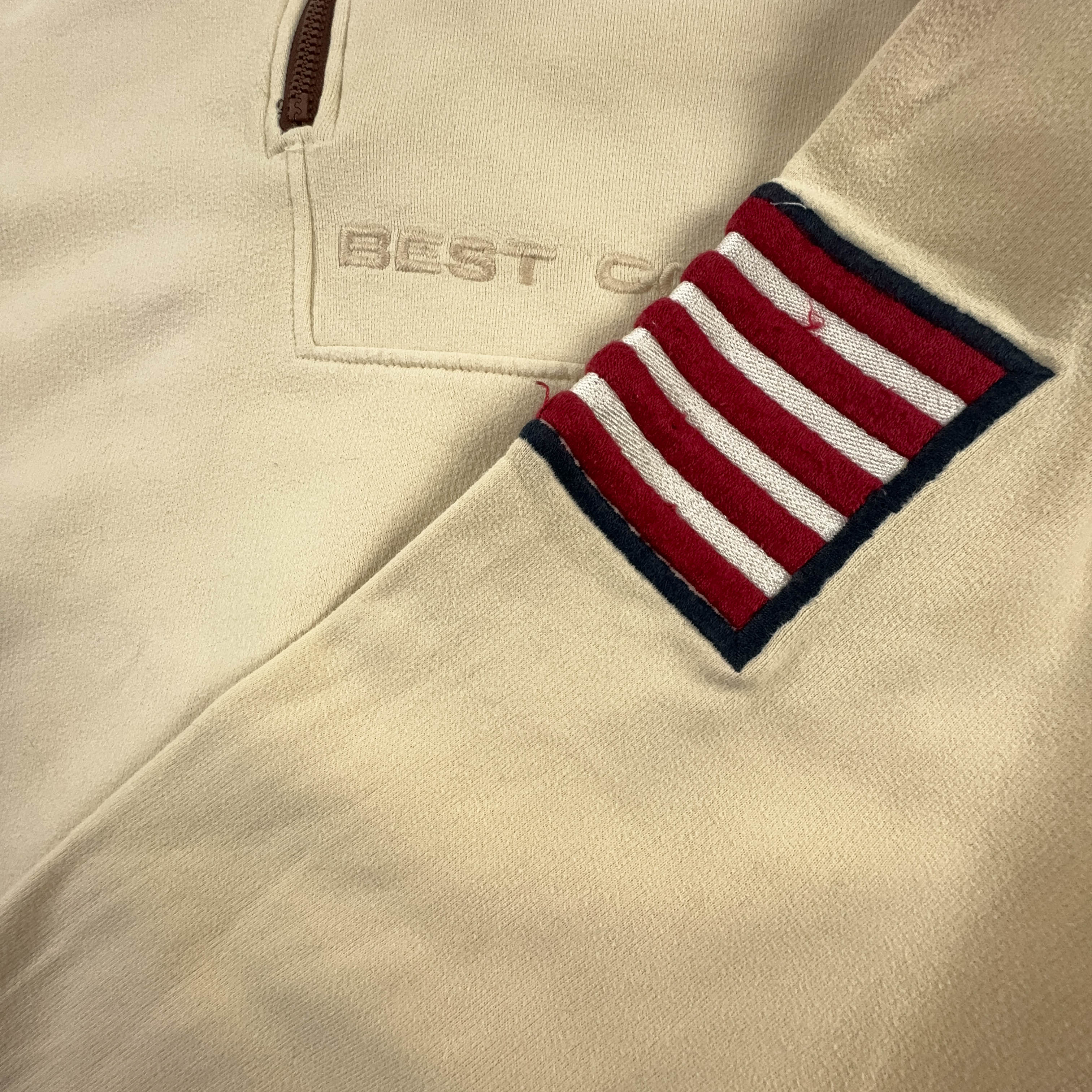 Felpa Best Company Vintage beige quarter zip anni 80/90 - Taglia L/XL uomo