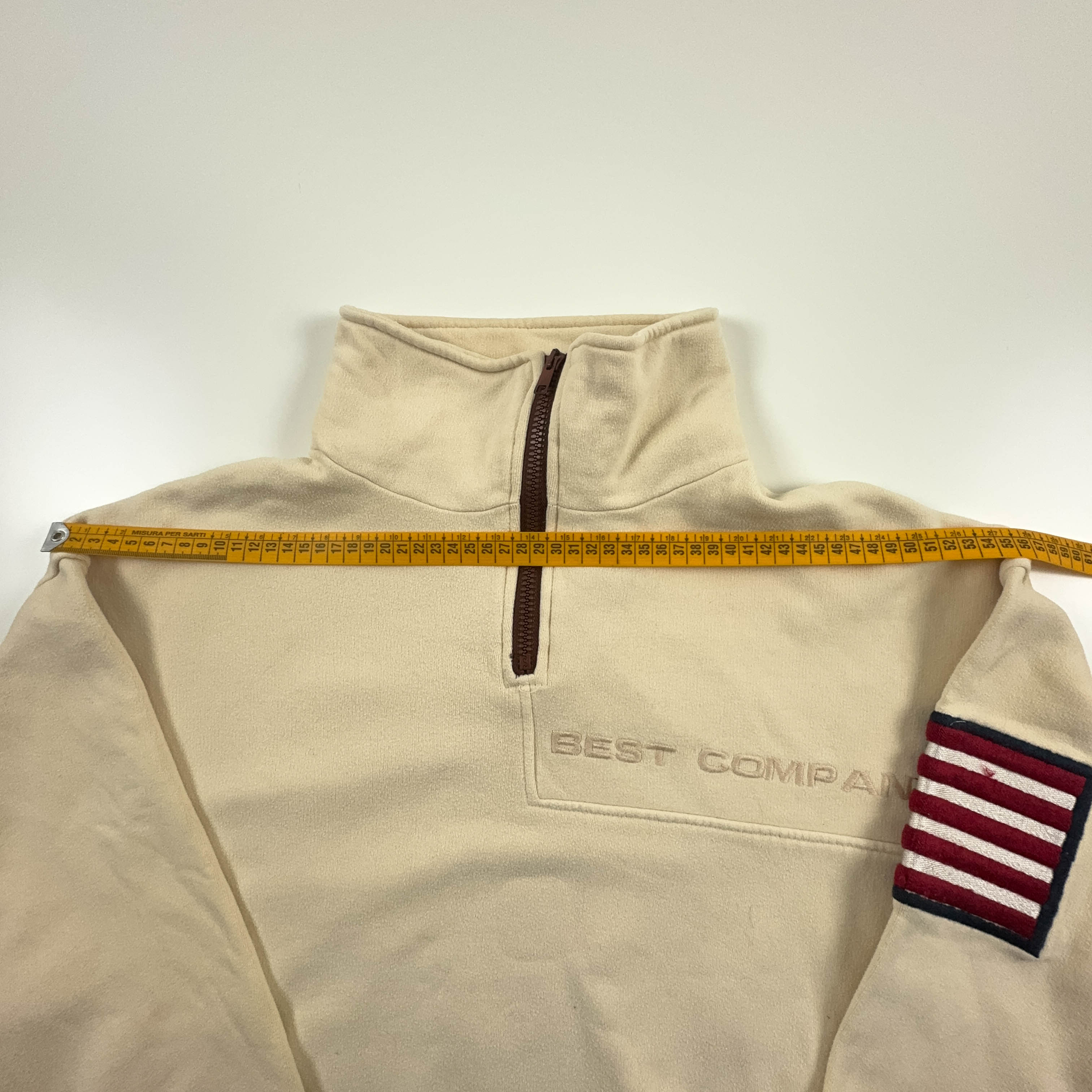 Felpa Best Company Vintage beige quarter zip anni 80/90 - Taglia L/XL uomo