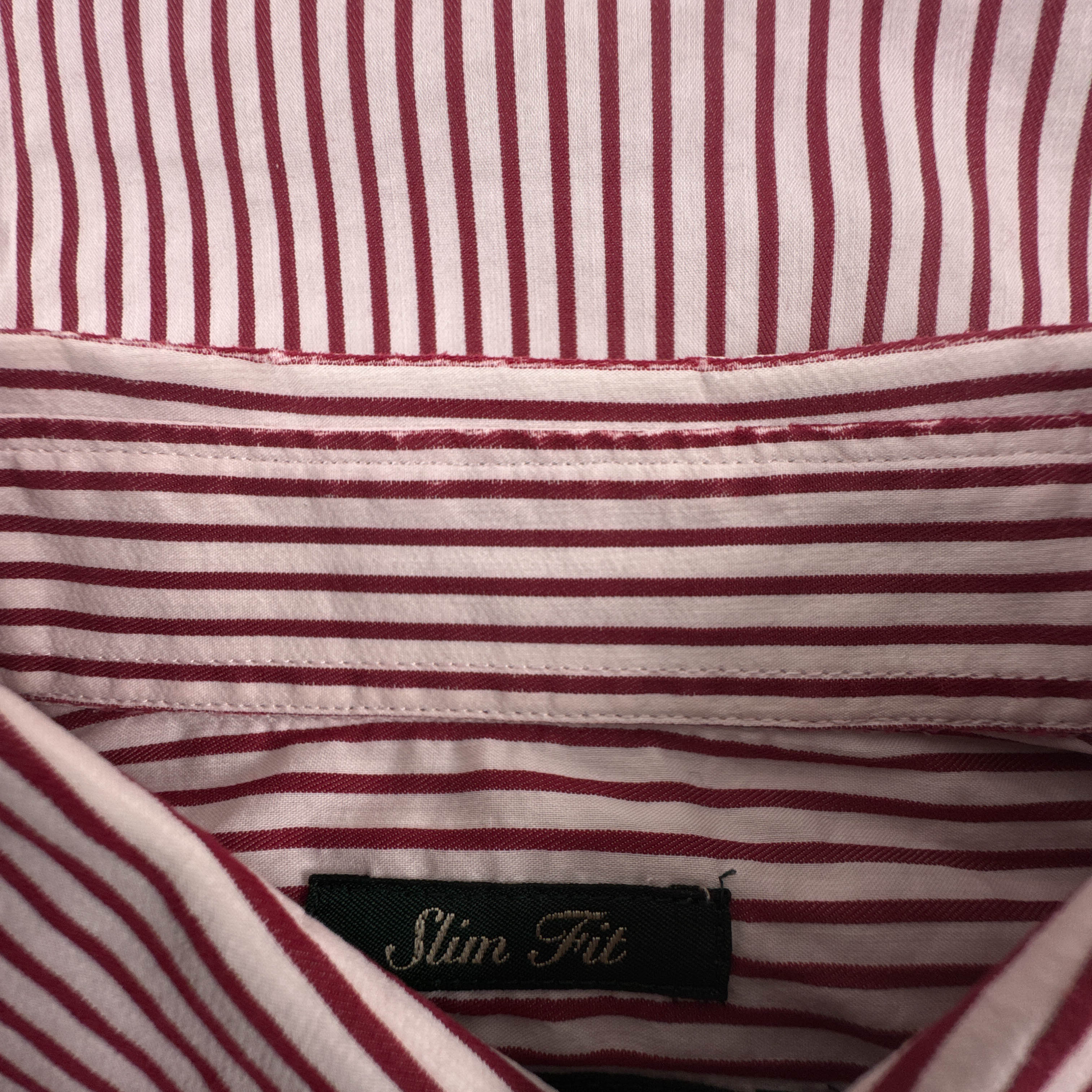 Camicia Fred Perry rossa e bianca a righe 73% cotone slim fit - Taglia S uomo