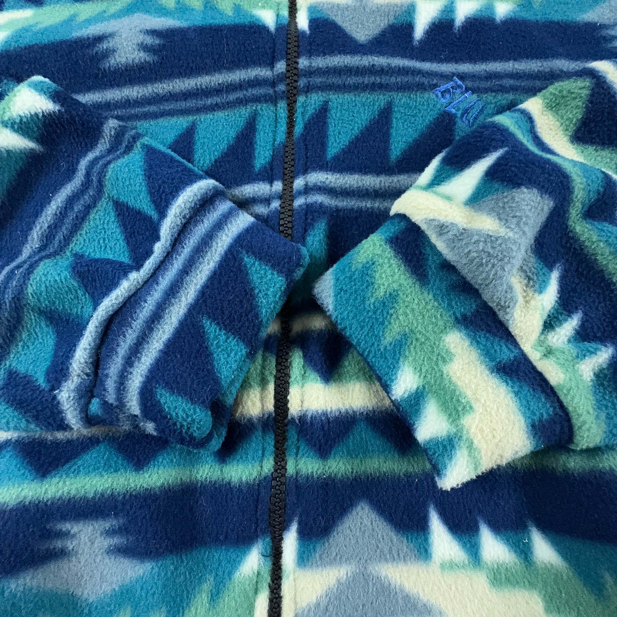 Vintage Blue and White Patterned Fleece - Size XL Men