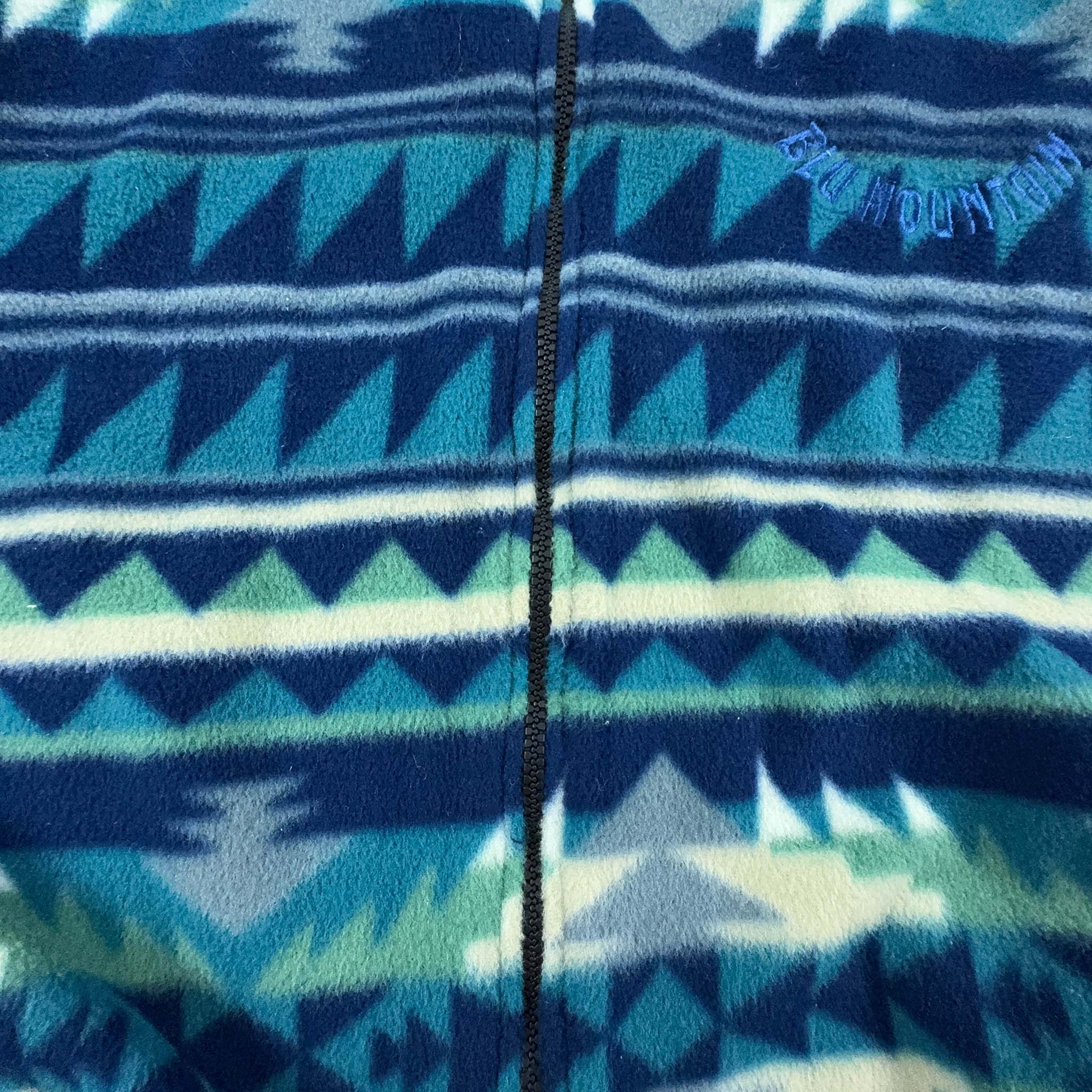 Vintage Blue and White Patterned Fleece - Size XL Men