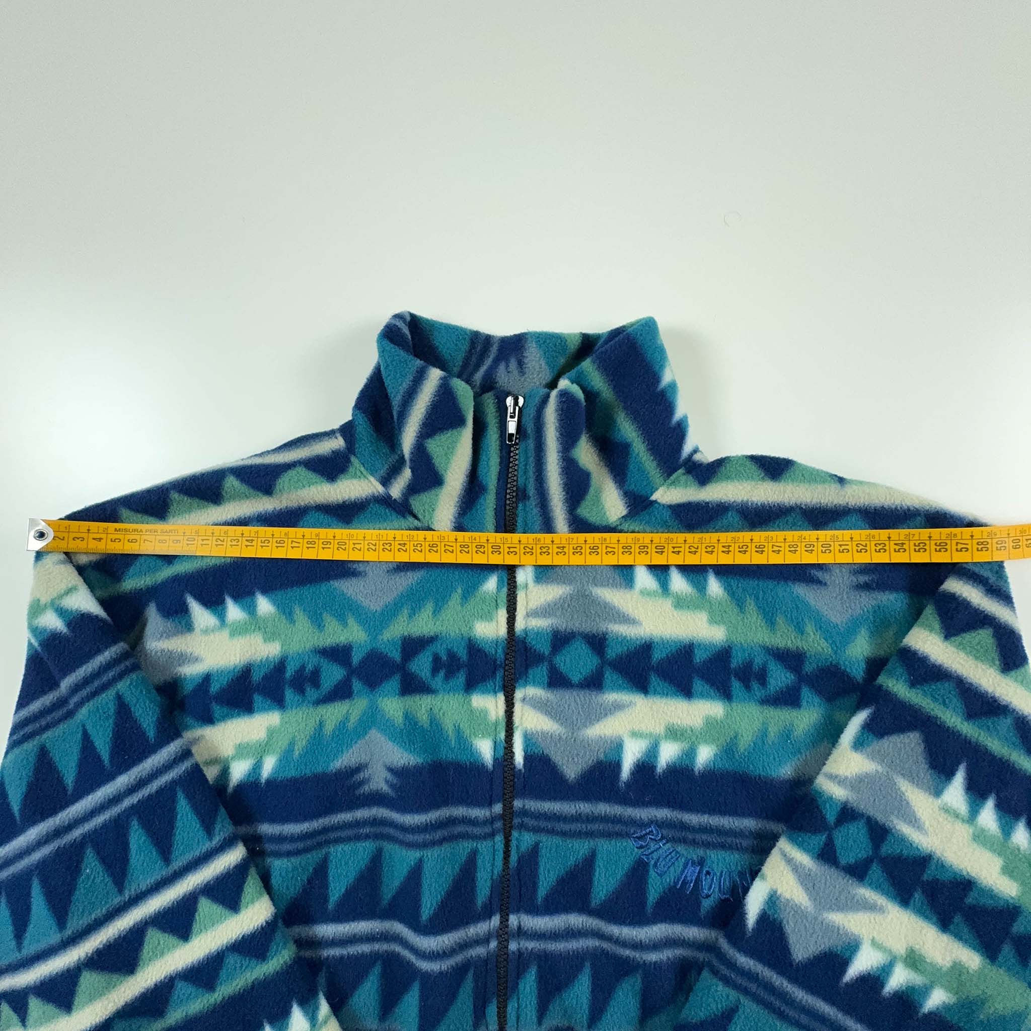 Vintage Blue and White Patterned Fleece - Size XL Men