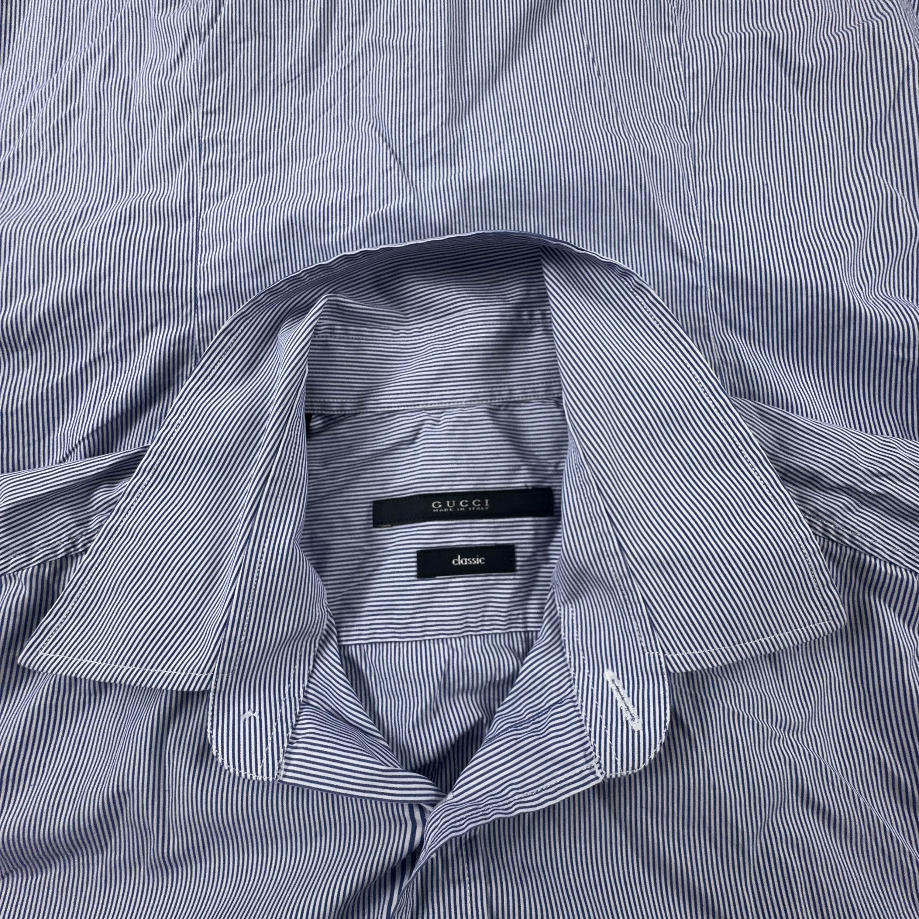 Camicia Gucci classic a righe blu e bianca - Taglia 37 - 14 1/2 uomo