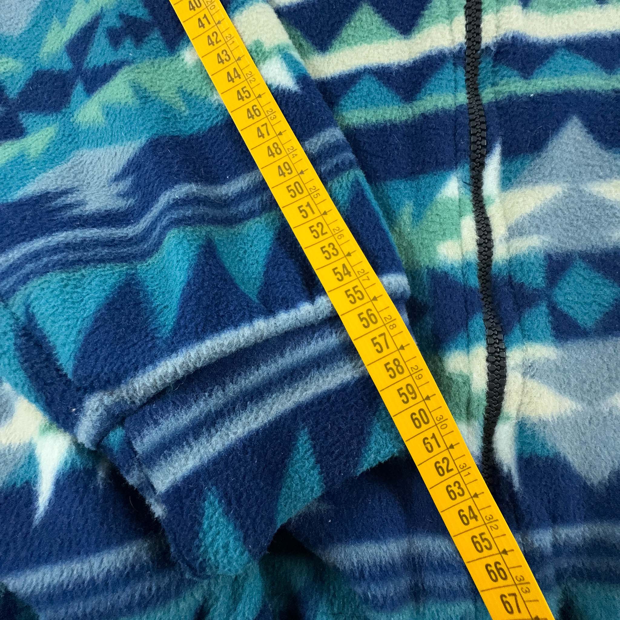 Vintage Blue and White Patterned Fleece - Size XL Men