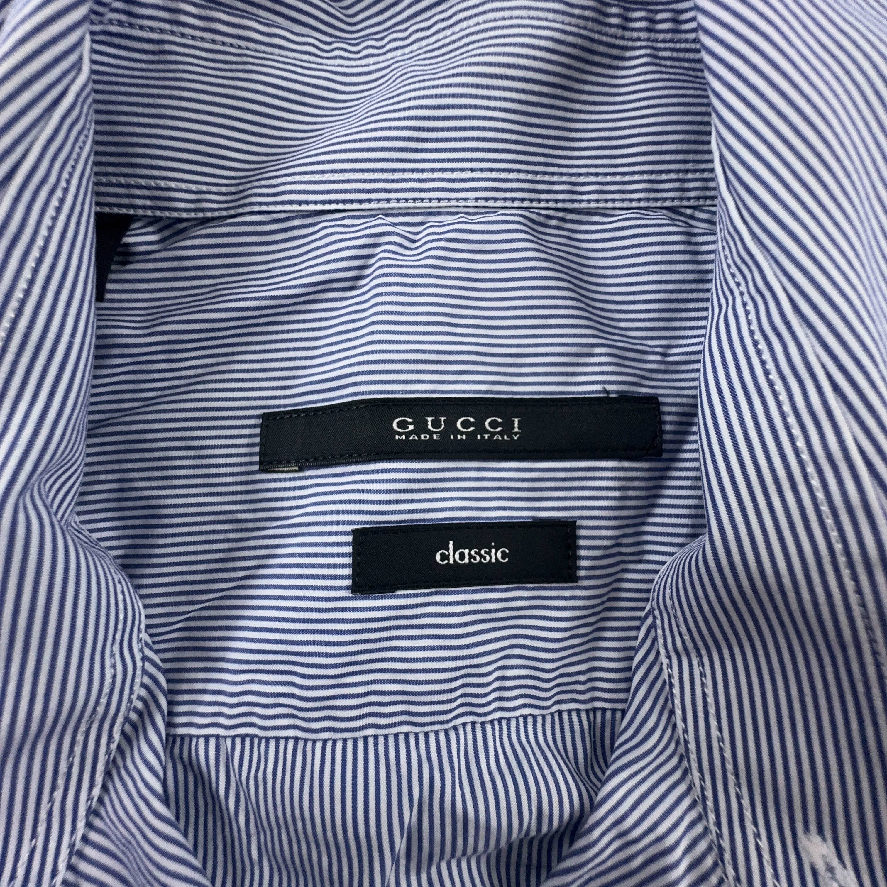 Camicia Gucci classic a righe blu e bianca - Taglia 37 - 14 1/2 uomo