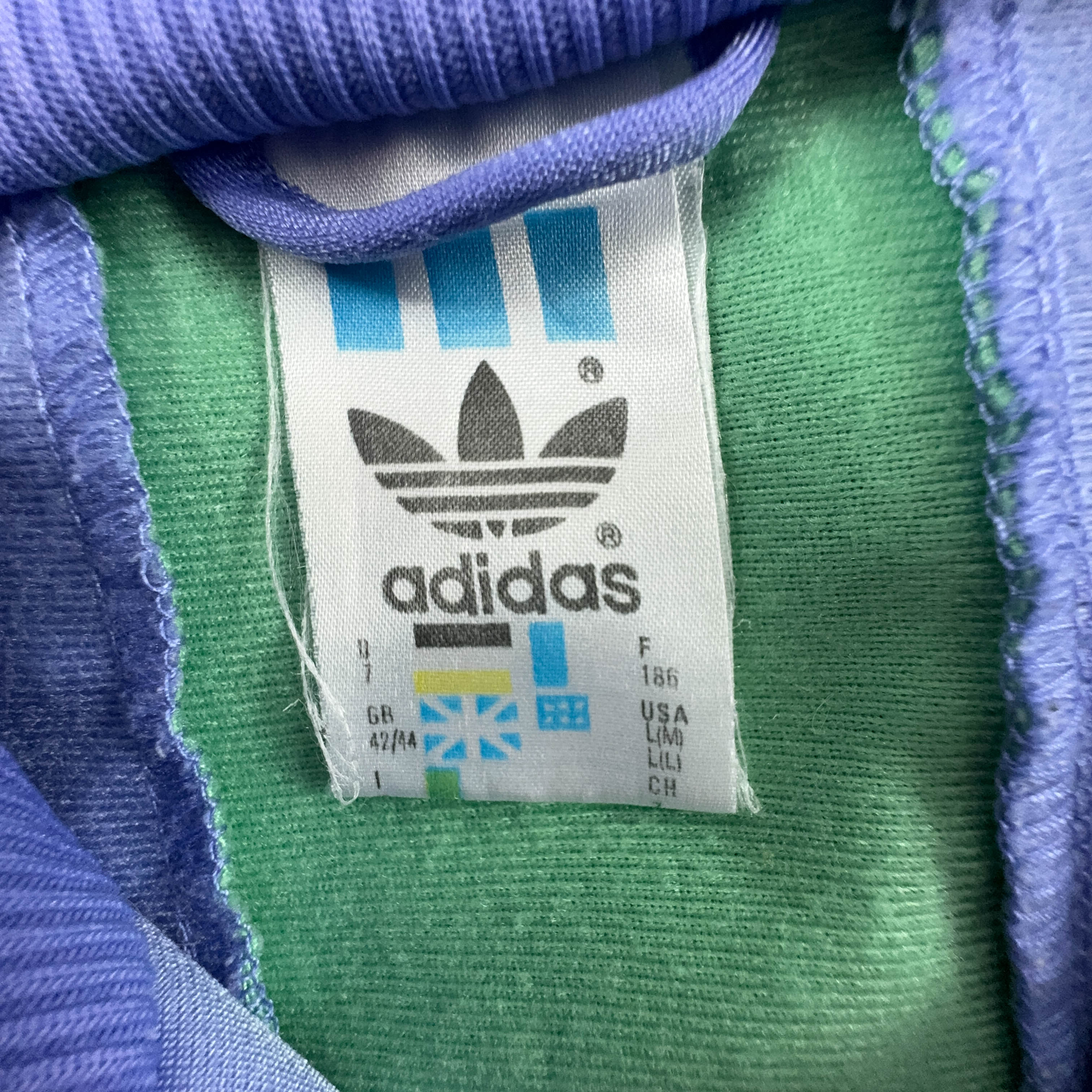 Felpa Adidas Vintage blu e viola con zip anni 80 - Taglia D7 F186 uomo