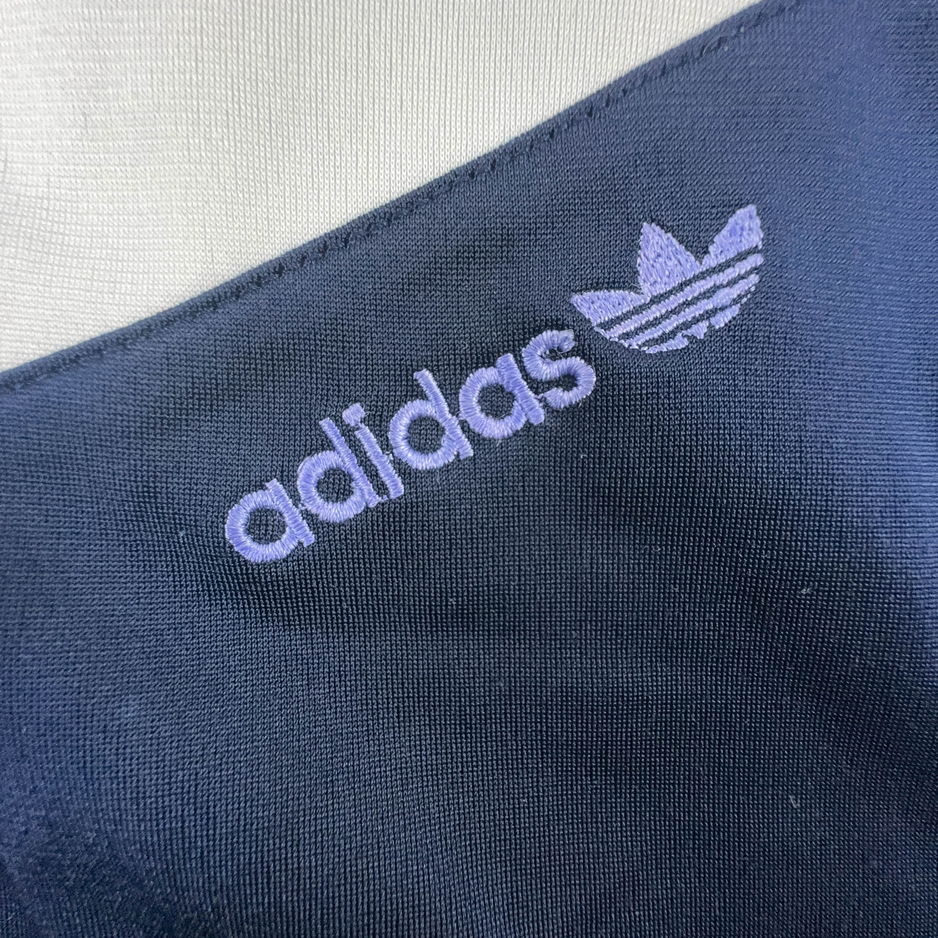 Felpa Adidas Vintage blu e viola con zip anni 80 - Taglia D7 F186 uomo