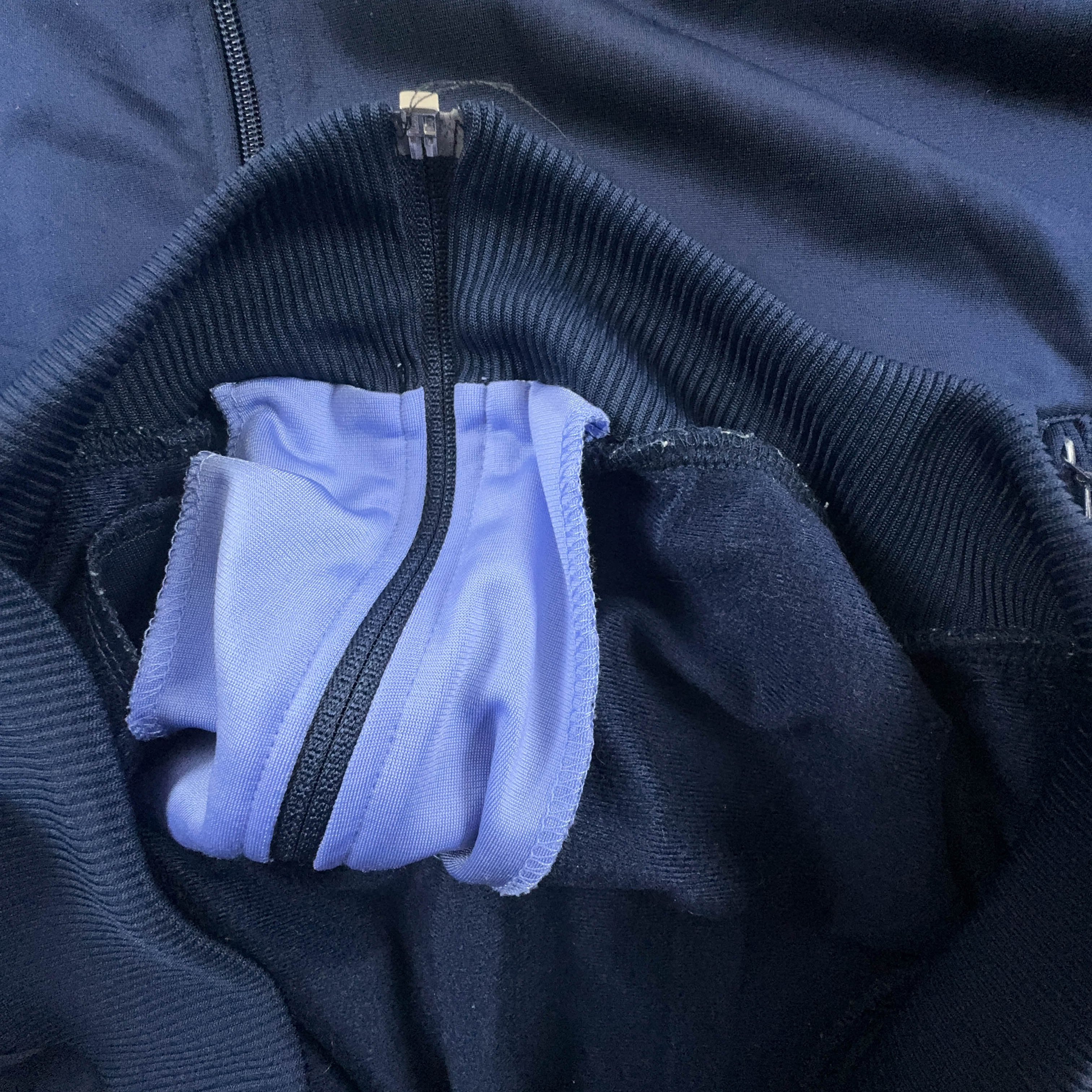 Felpa Adidas Vintage blu e viola con zip anni 80 - Taglia D7 F186 uomo