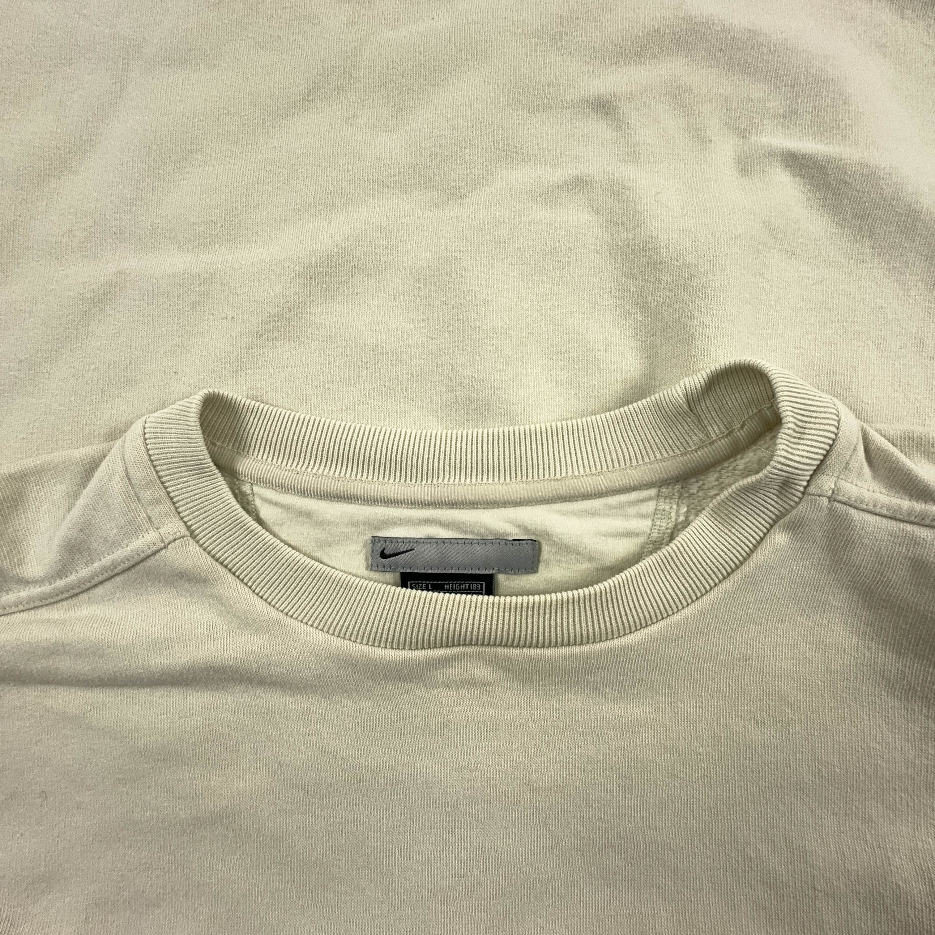 Felpa Nike Vintage panna a girocollo anni 2000 - Taglia L 183 uomo