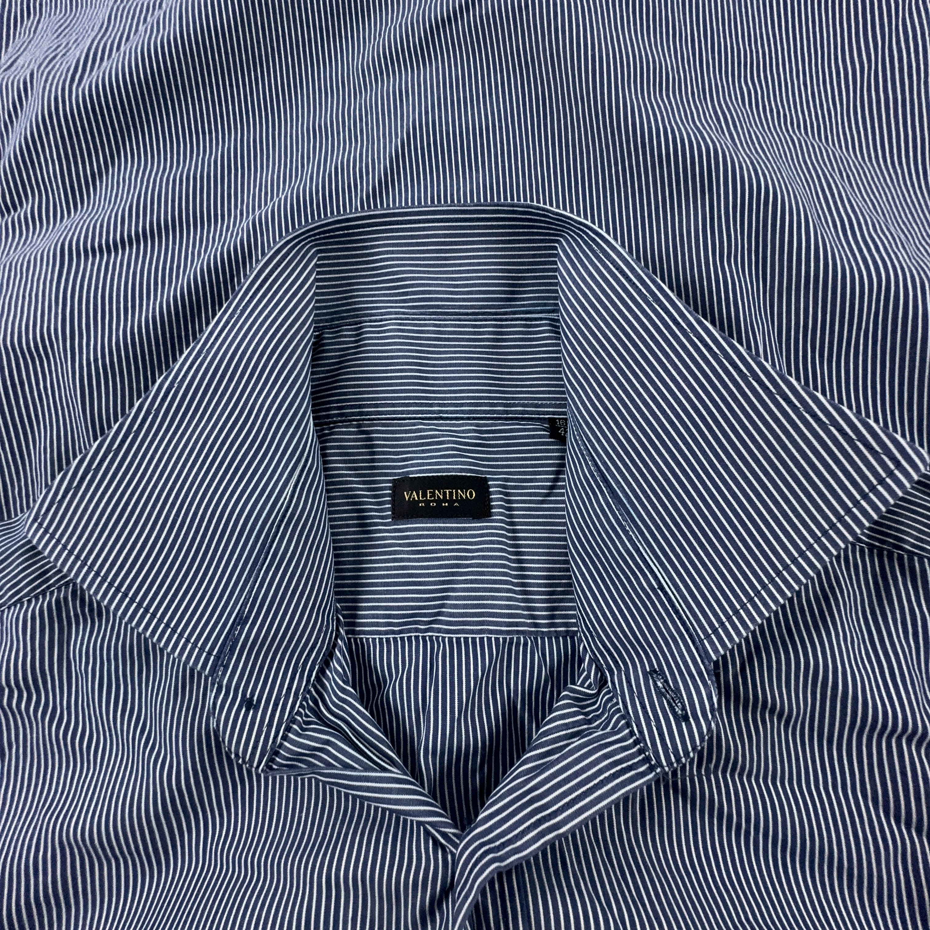 Camicia Valentino a righe blu e bianca - Taglia 16 1/2 - 42 uomo