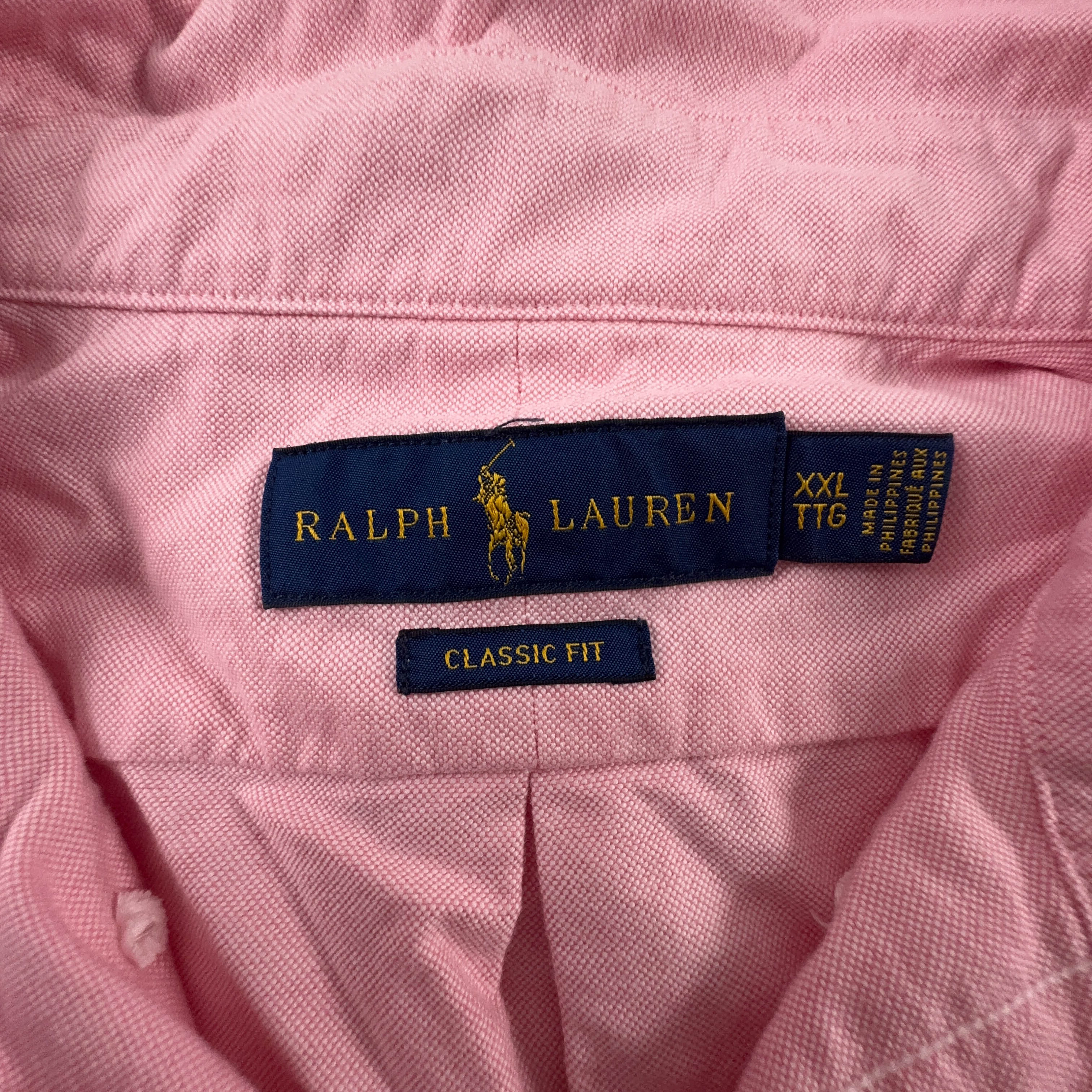 Camicia Ralph Lauren rosa a tinta unita in cotone classic fit - Taglia XXL uomo